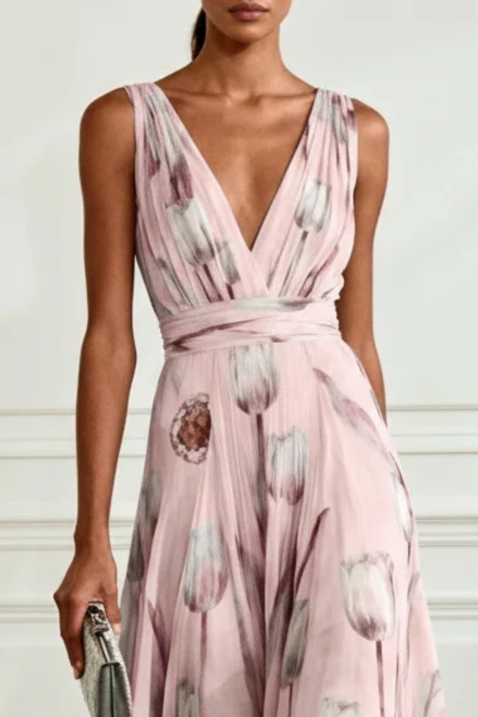 Floral Chiffon Sleeveless Maxi Dress