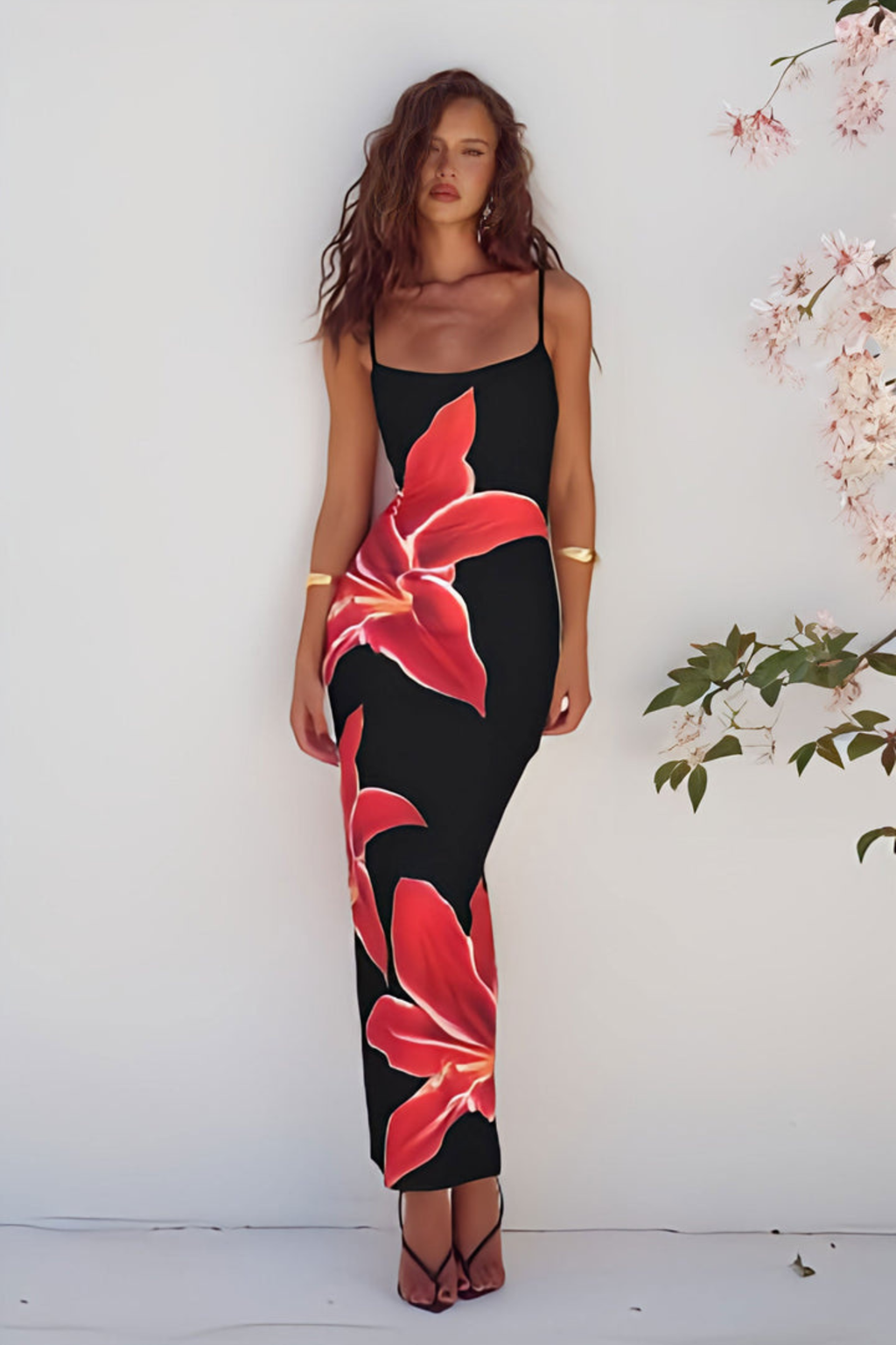 Deia Midi Dress - Black Lily