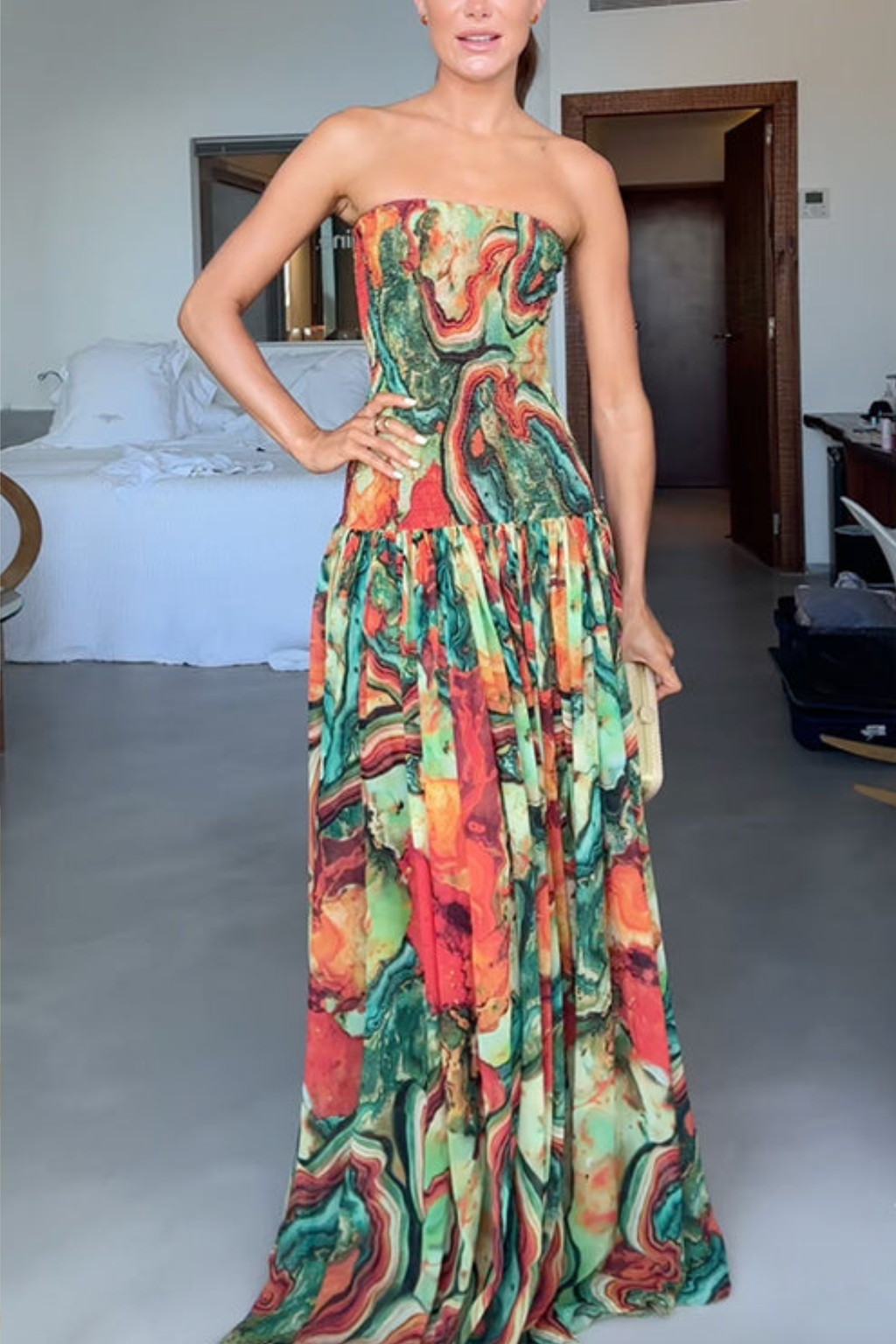 Strapless Ombre Sleeveless Maxi Dress