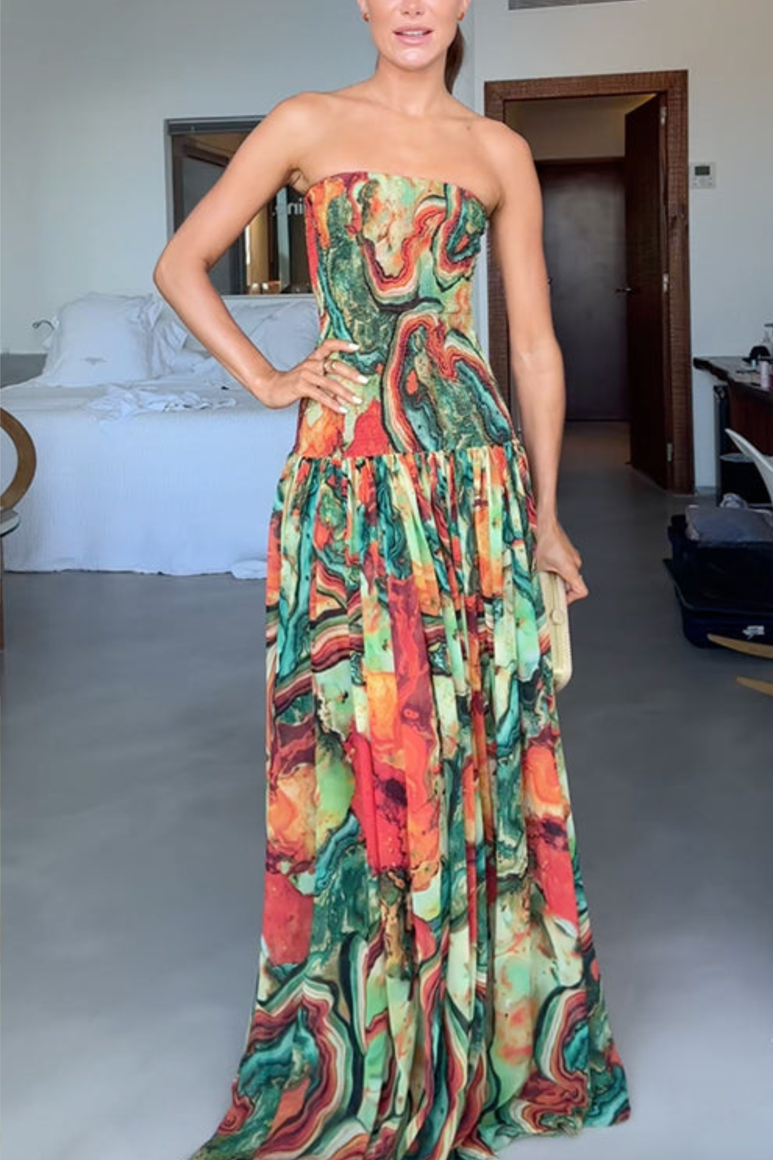 Strapless Ombre Sleeveless Maxi Dress