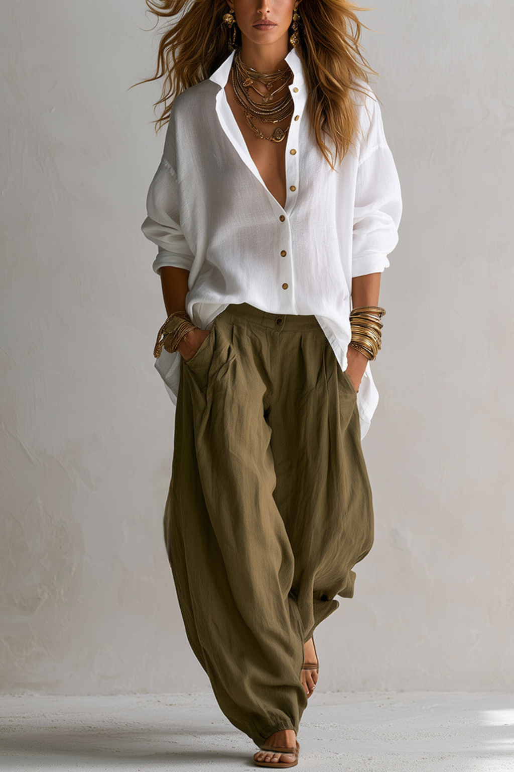 Relaxed Shirt with Lantern Pant Set