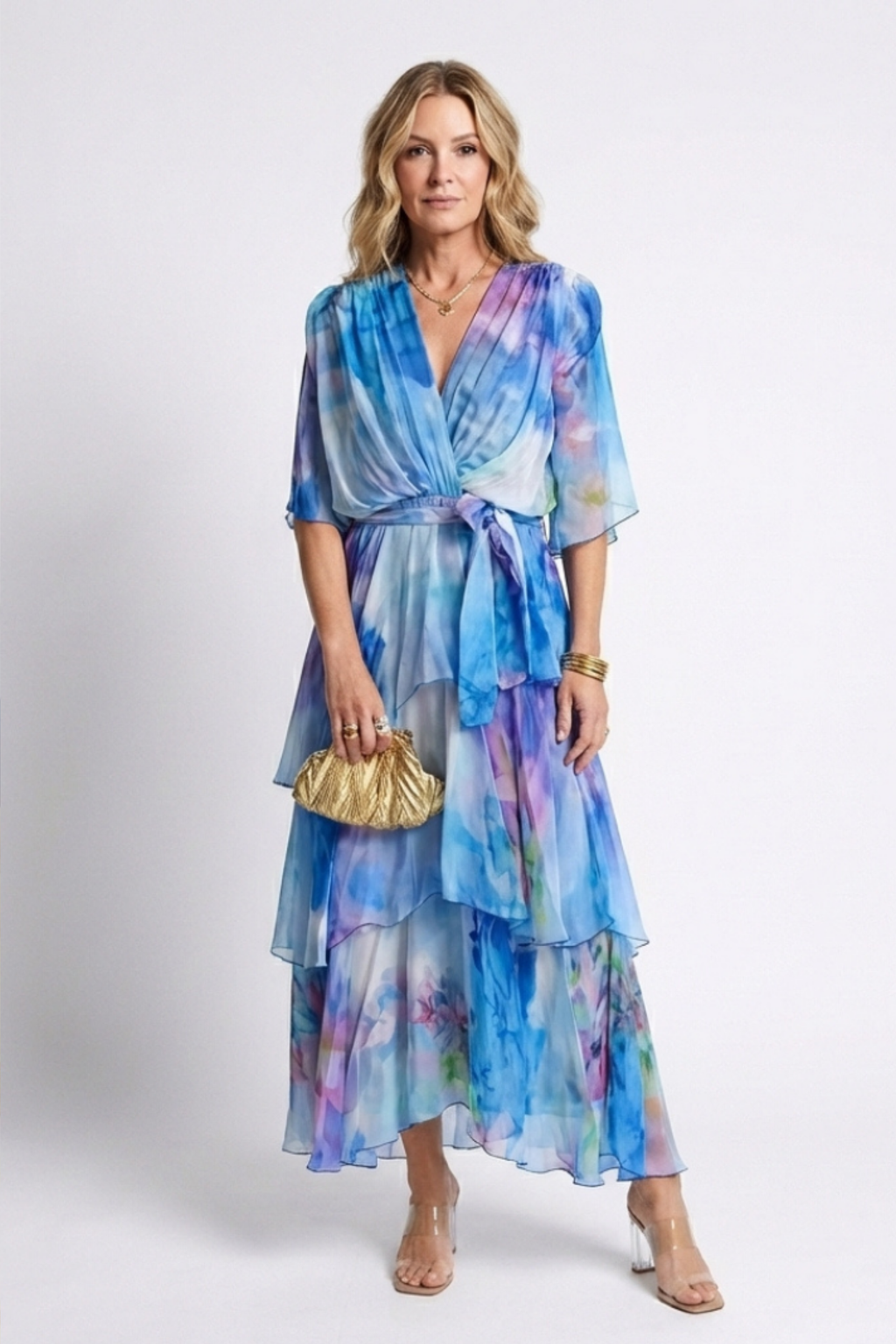 Modern Draped Flowy Cocktail Dress