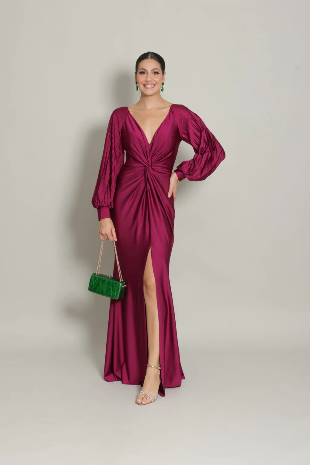 Satin Twist Waist Maxi Dress with Side Slit
