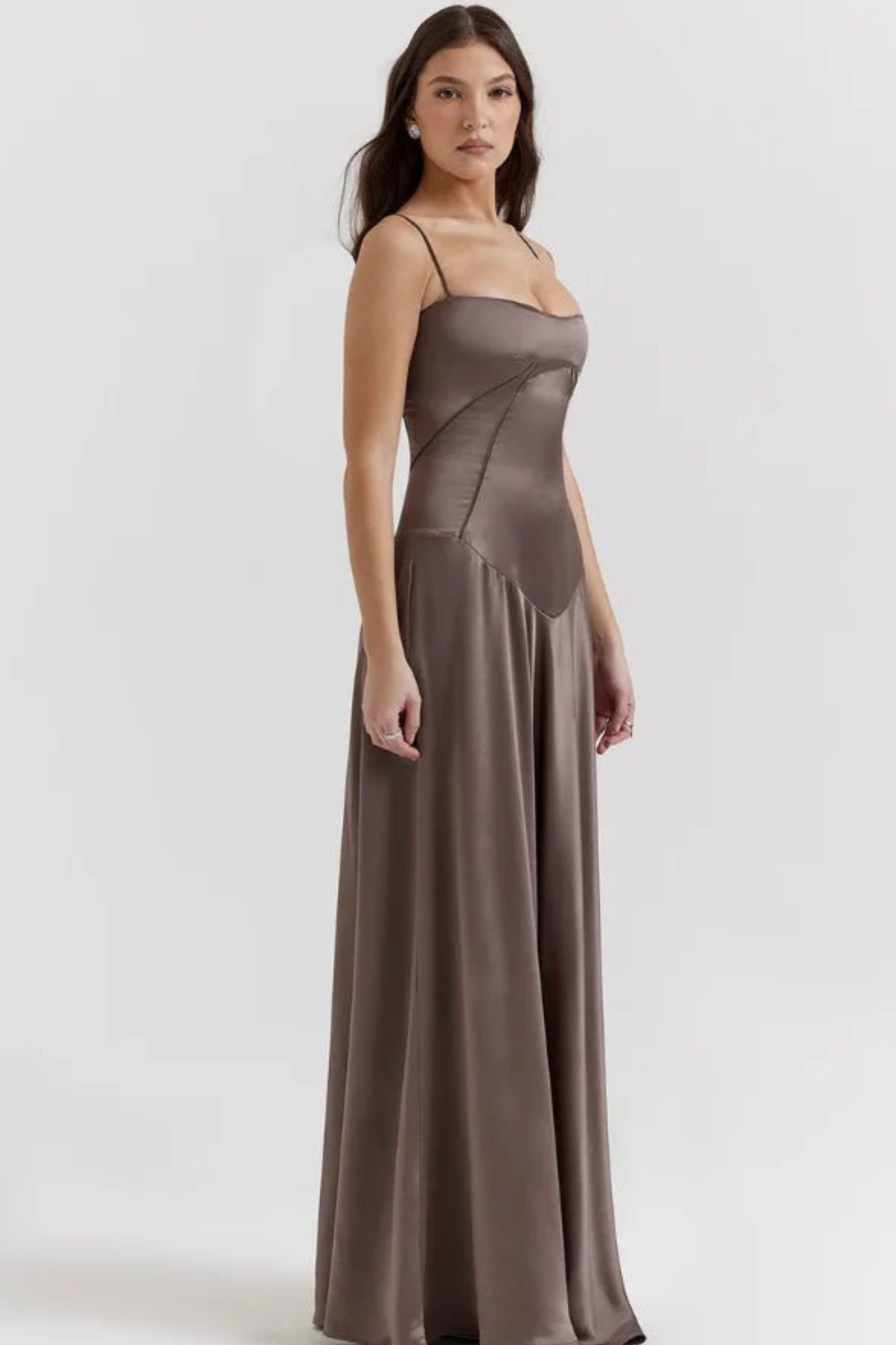 Corset Style Silky Satin Maxi Dress