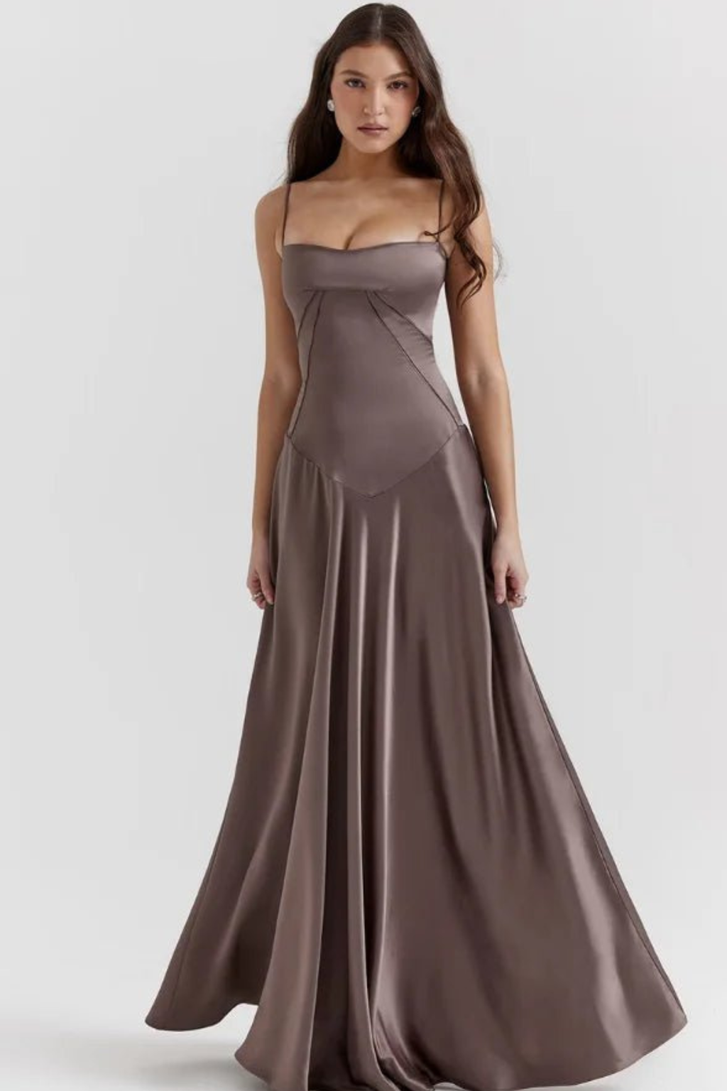 Corset Style Silky Satin Maxi Dress