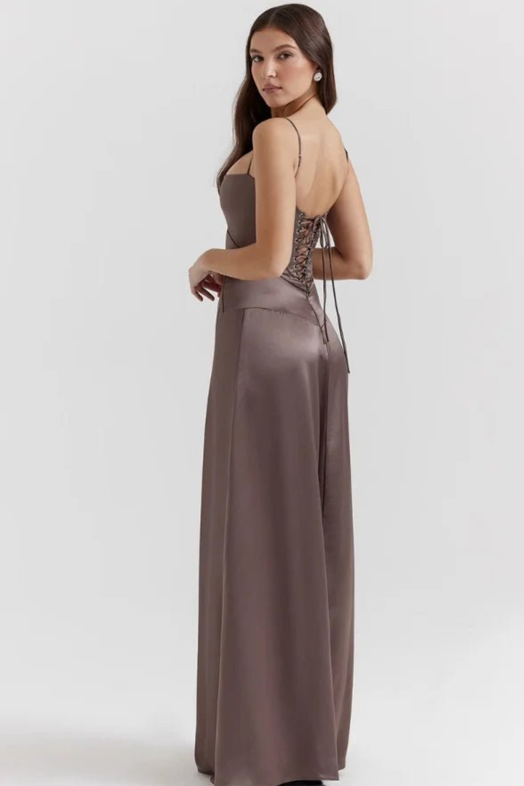 Corset Style Silky Satin Maxi Dress