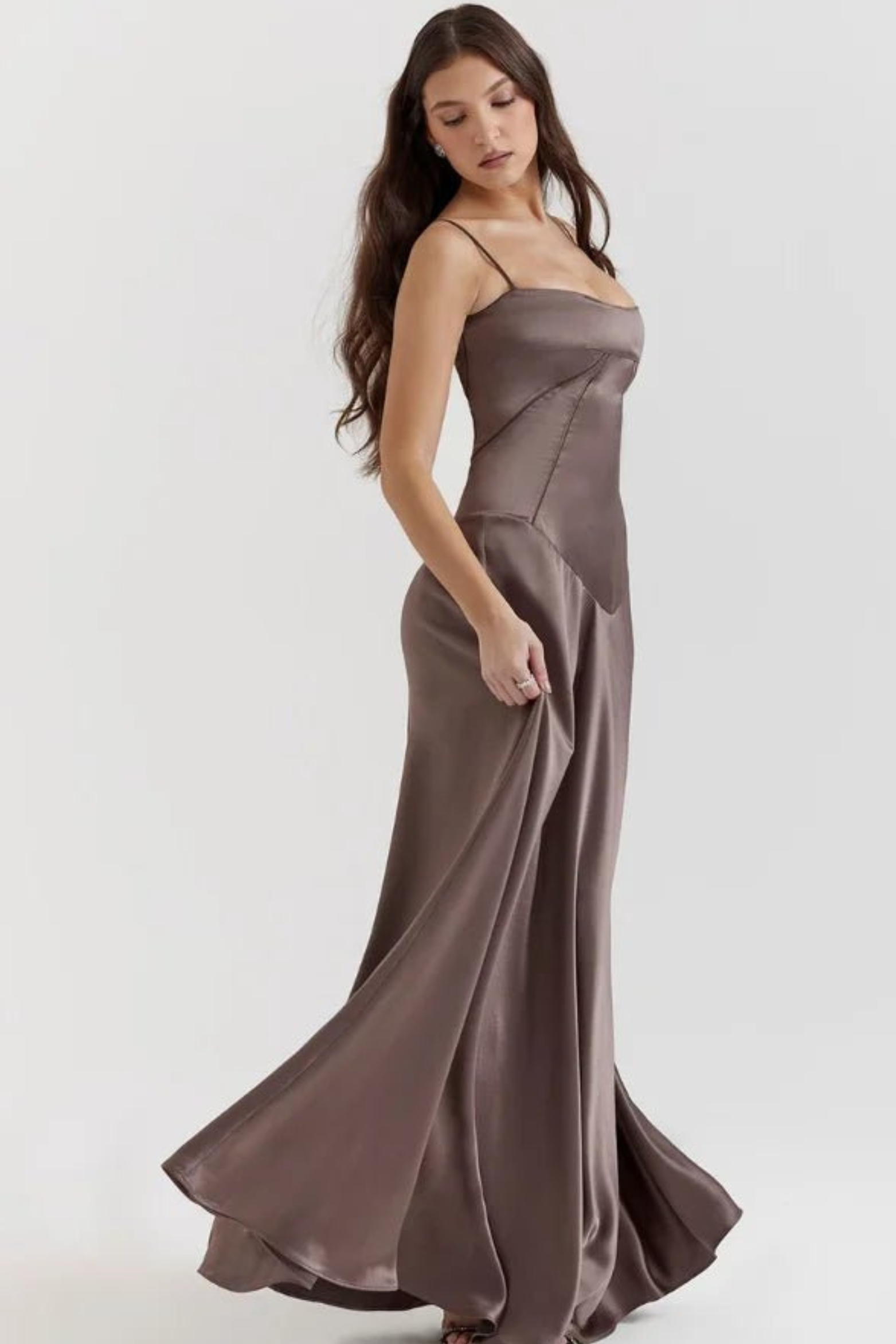 Corset Style Silky Satin Maxi Dress