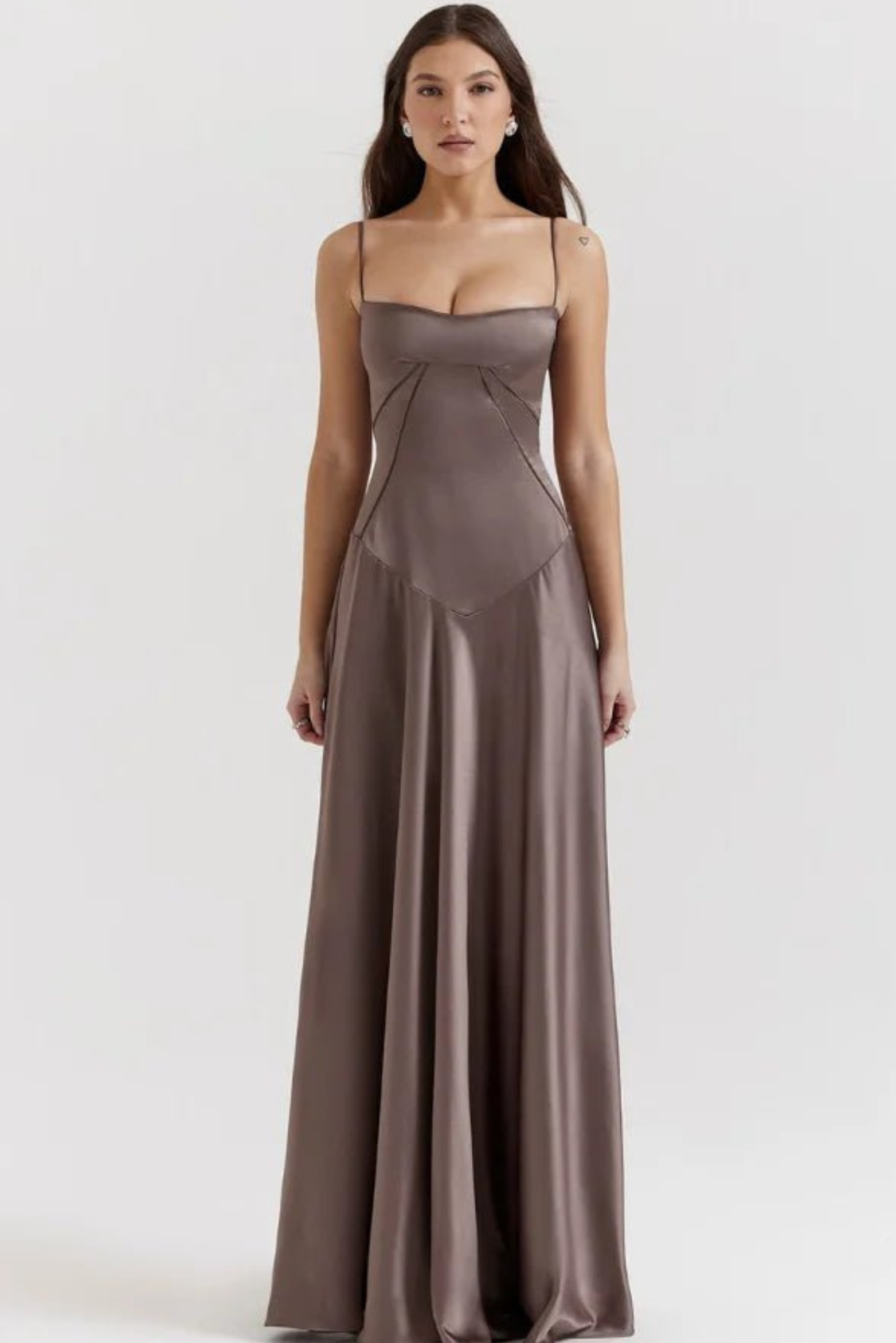 Corset Style Silky Satin Maxi Dress