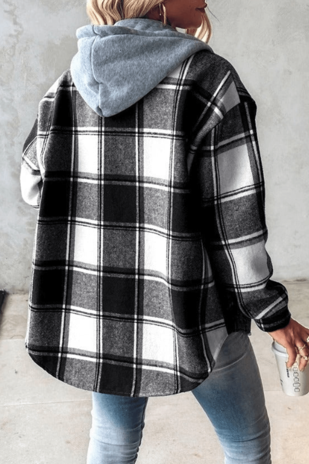 Plaid Hooded Relaxed Shacket