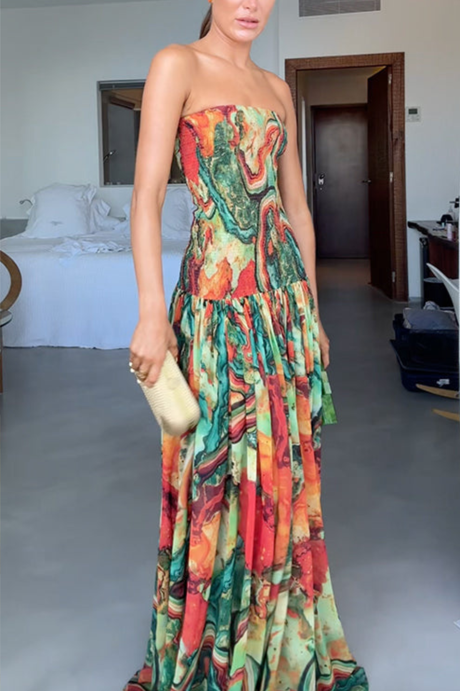 Strapless Ombre Sleeveless Maxi Dress