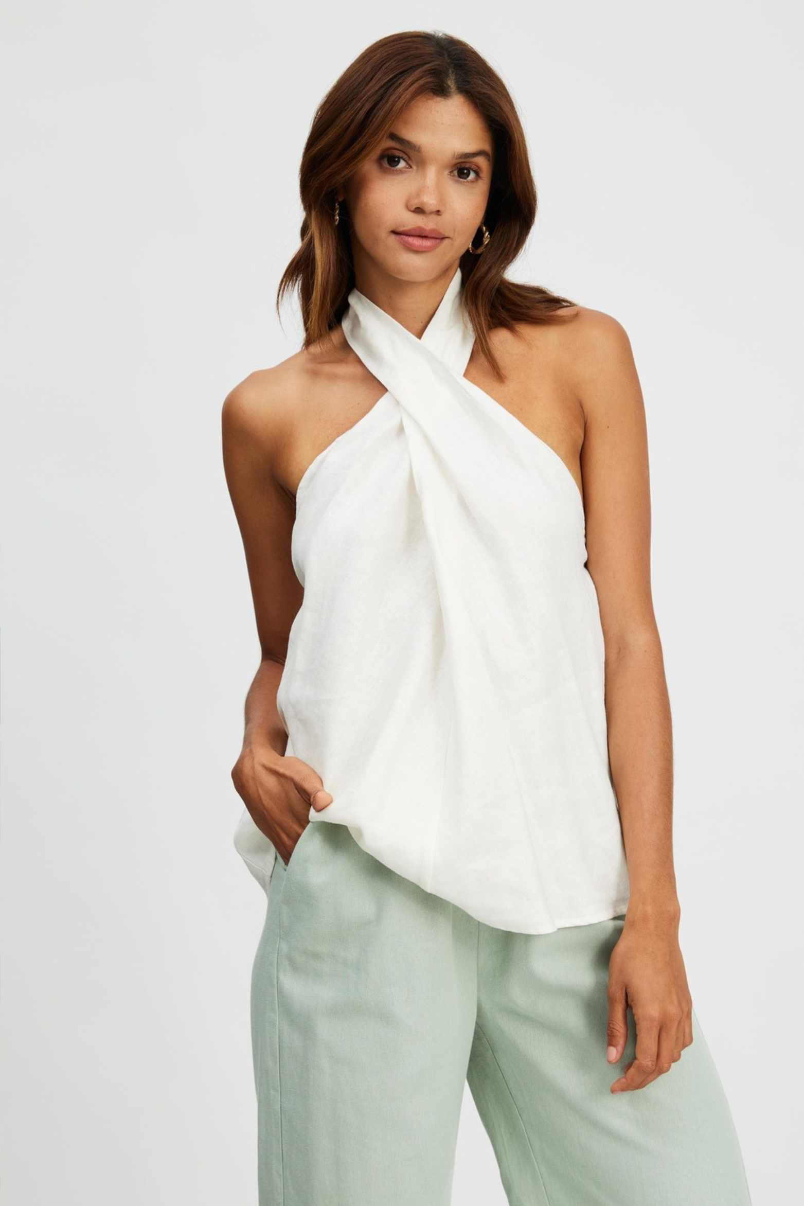 Criss Cross Halter Sleeveless Top
