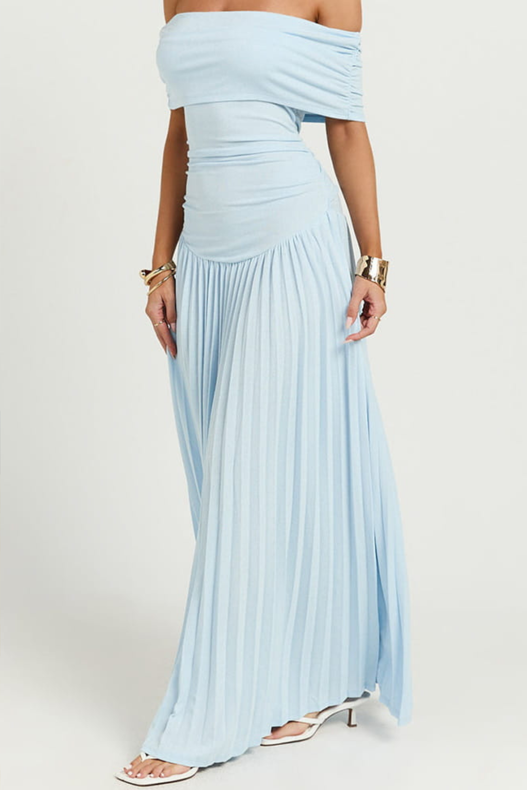 Romantic Off Shoulder Maxi Dress with Soft Flow