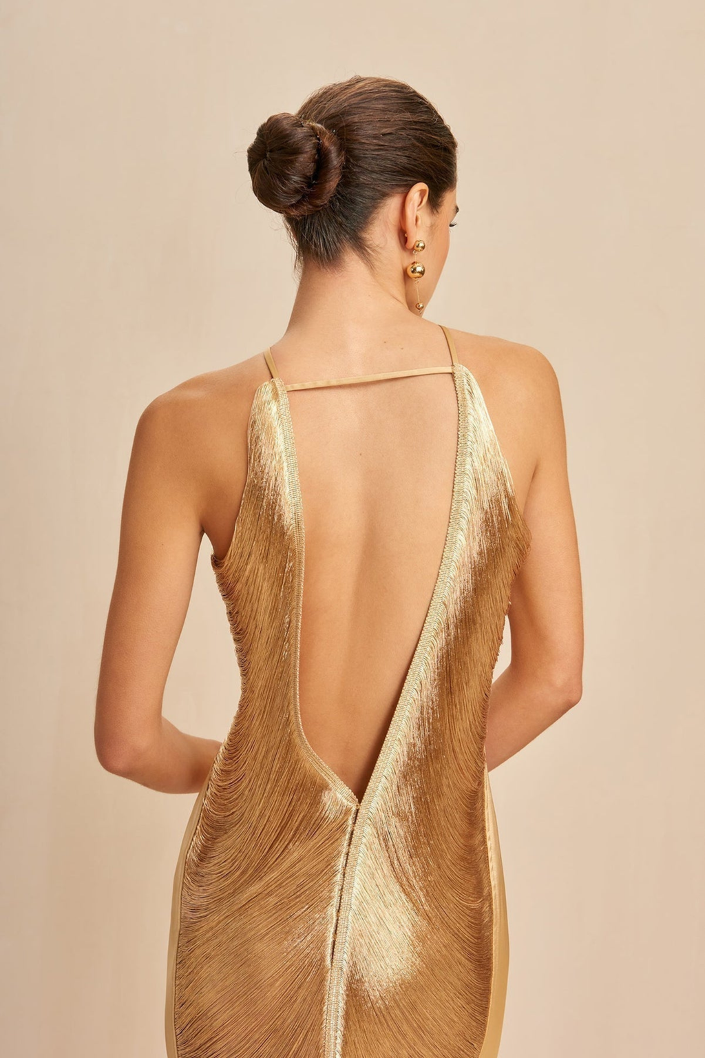 Fringe Halter Maxi Dress with Open Back