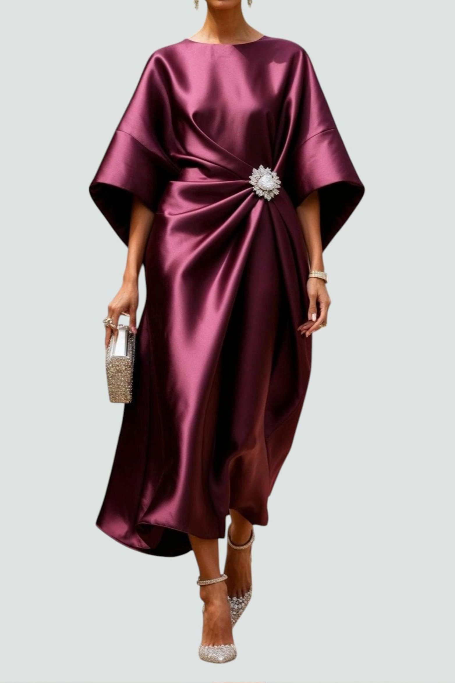 Refined Satin Flow Midi Dress