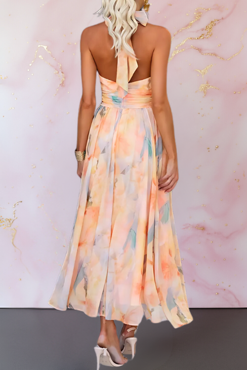 Sleek Halter Neck Maxi Dress