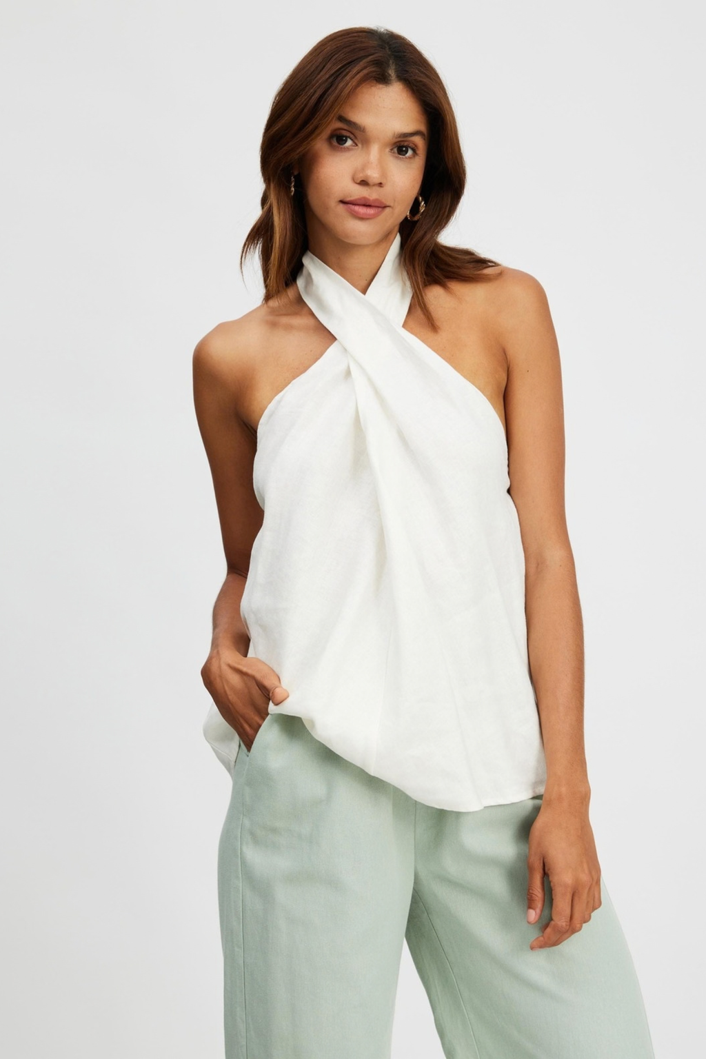 Criss Cross Halter Sleeveless Top