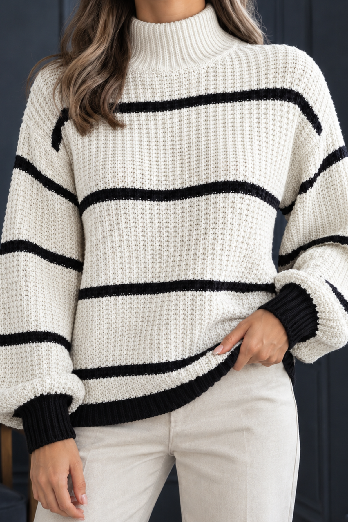 Striped Crew Neck Casual Sweater