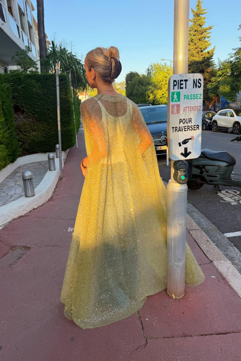 Sheer Sequin Long Cape
