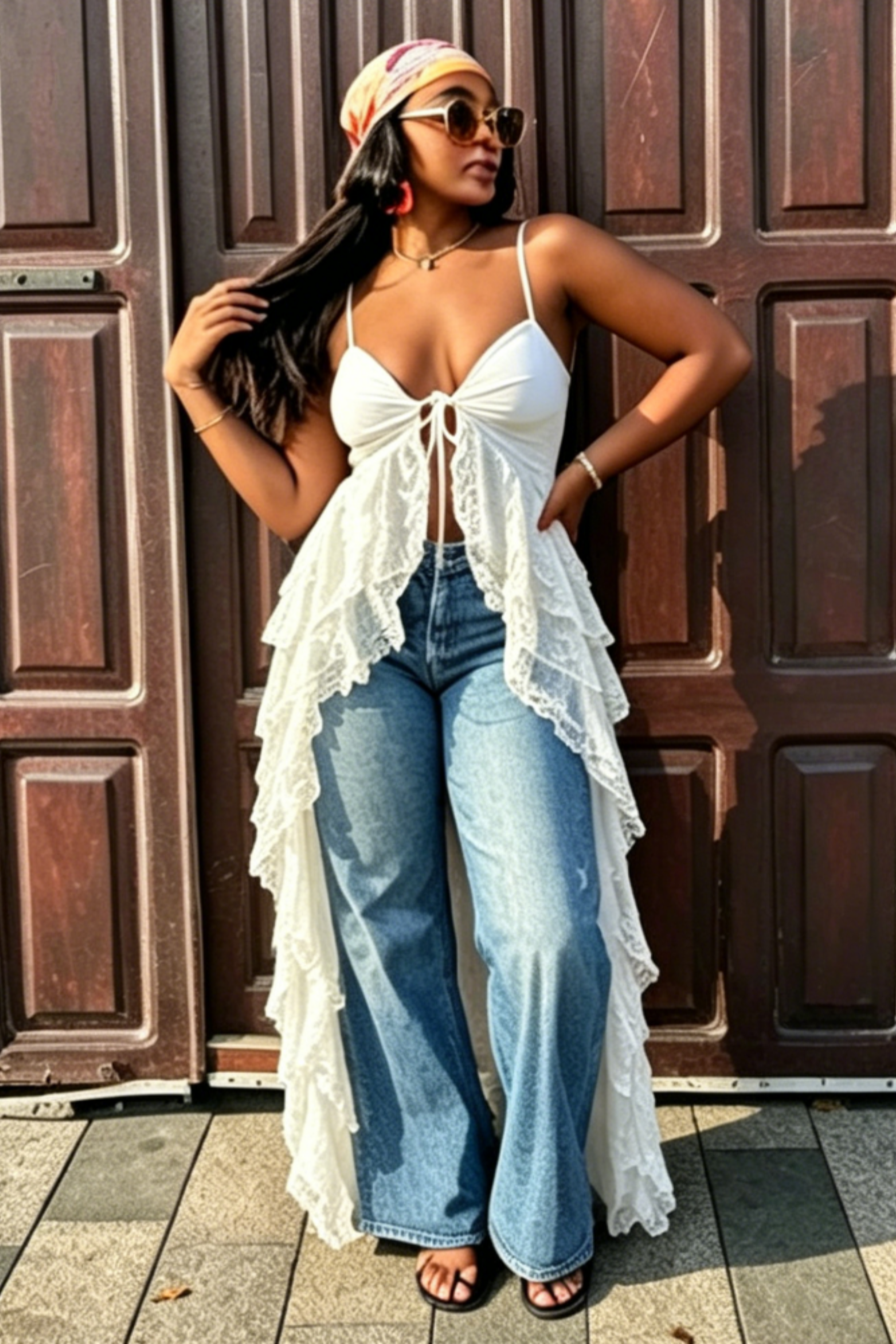 Flowy Lace Trim Cami Top