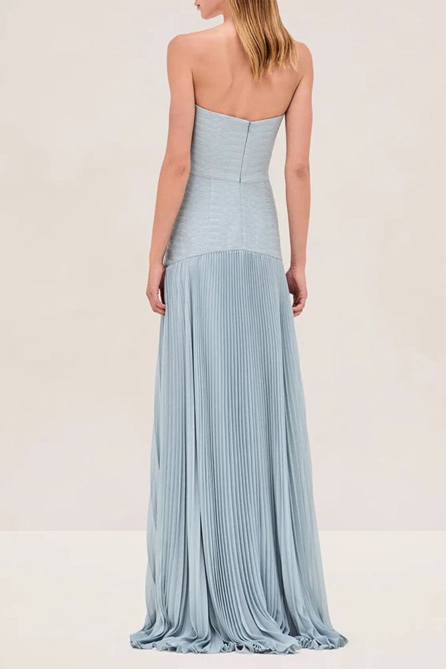 Pleated Strapless Maxi Dress with A-Line Silhouette