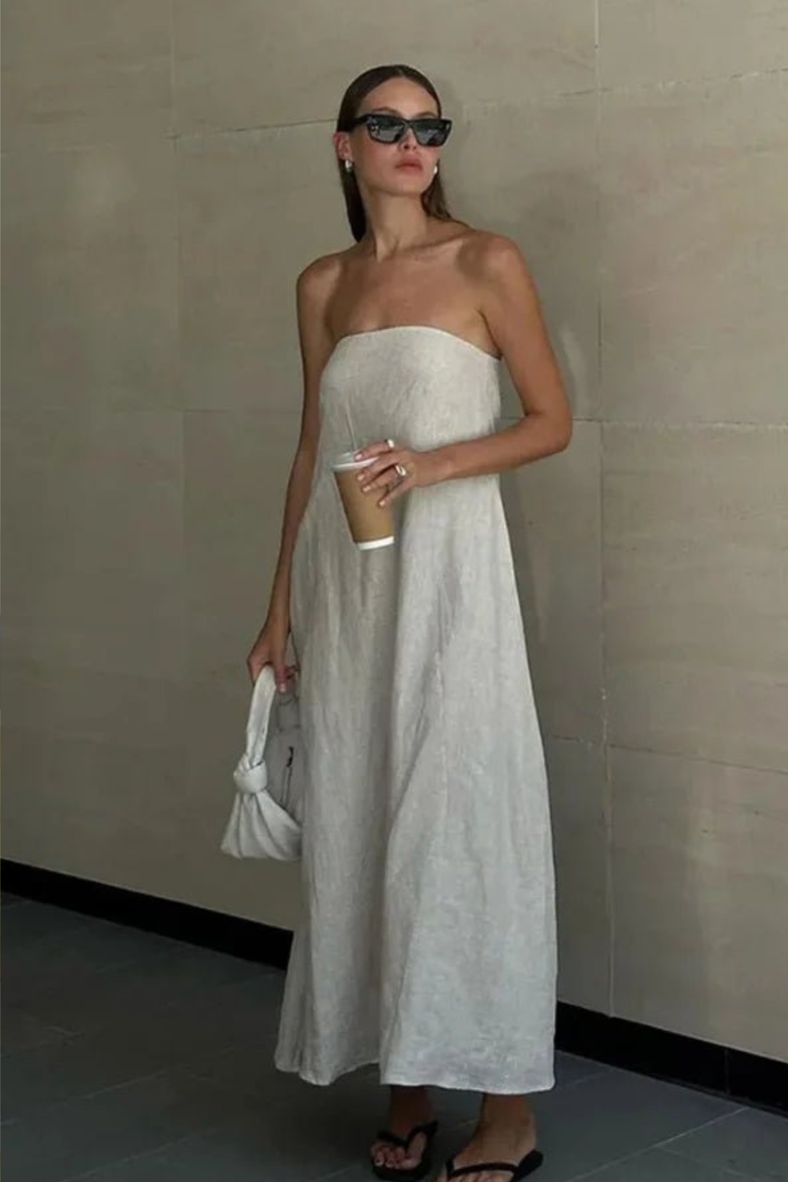 Minimalist Linen Summer Dress with Flowy A Line Fit