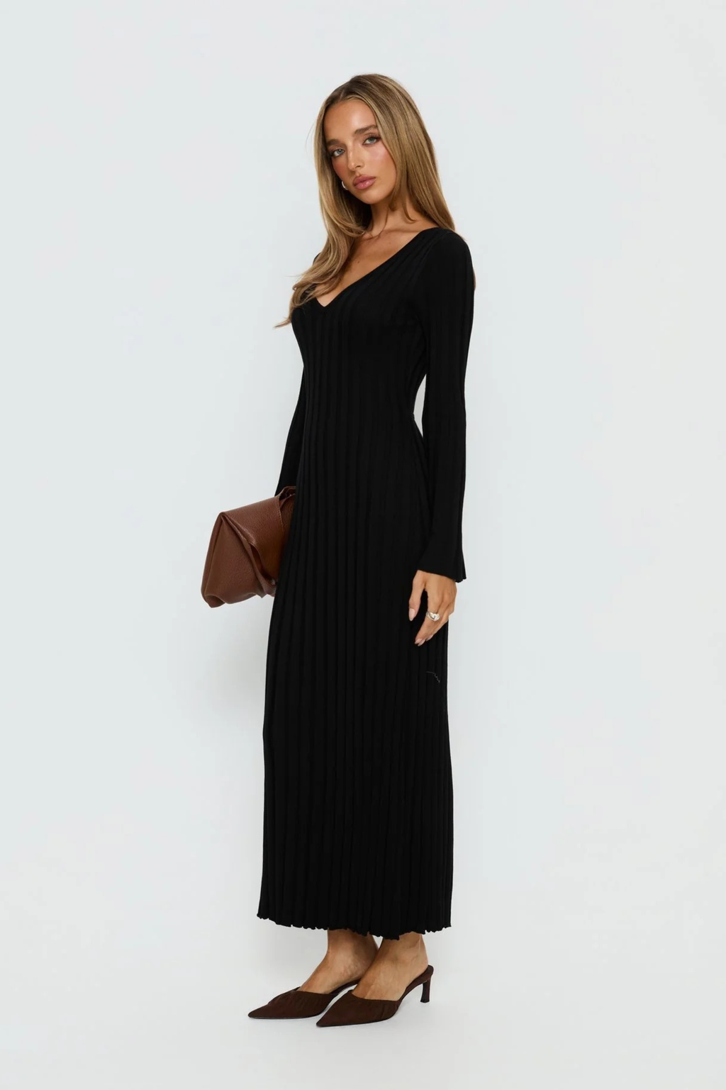 Tie Back Ribbed Maxi Dress