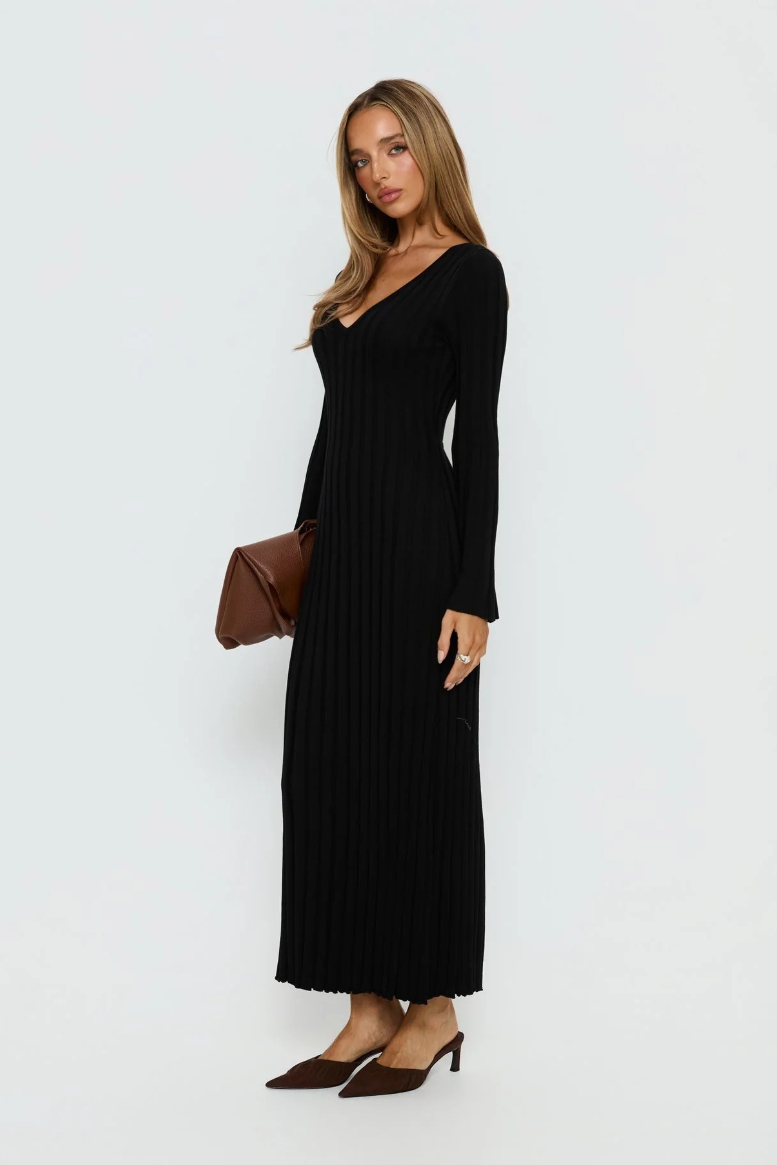 Tie Back Ribbed Maxi Dress