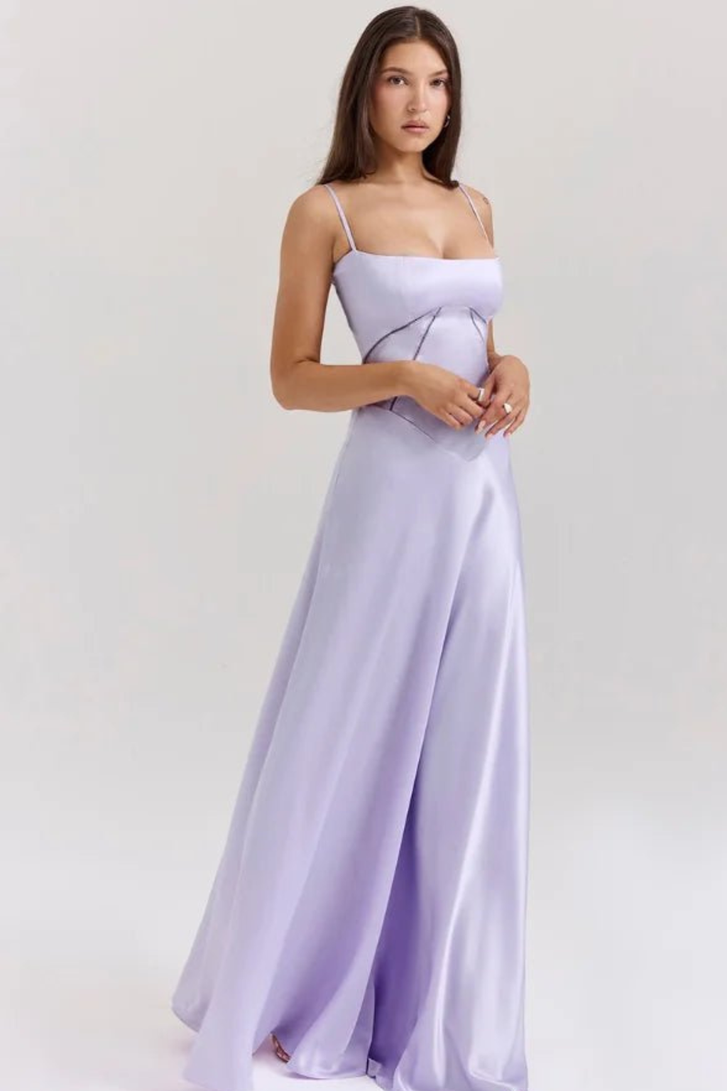 Corset Style Silky Satin Maxi Dress