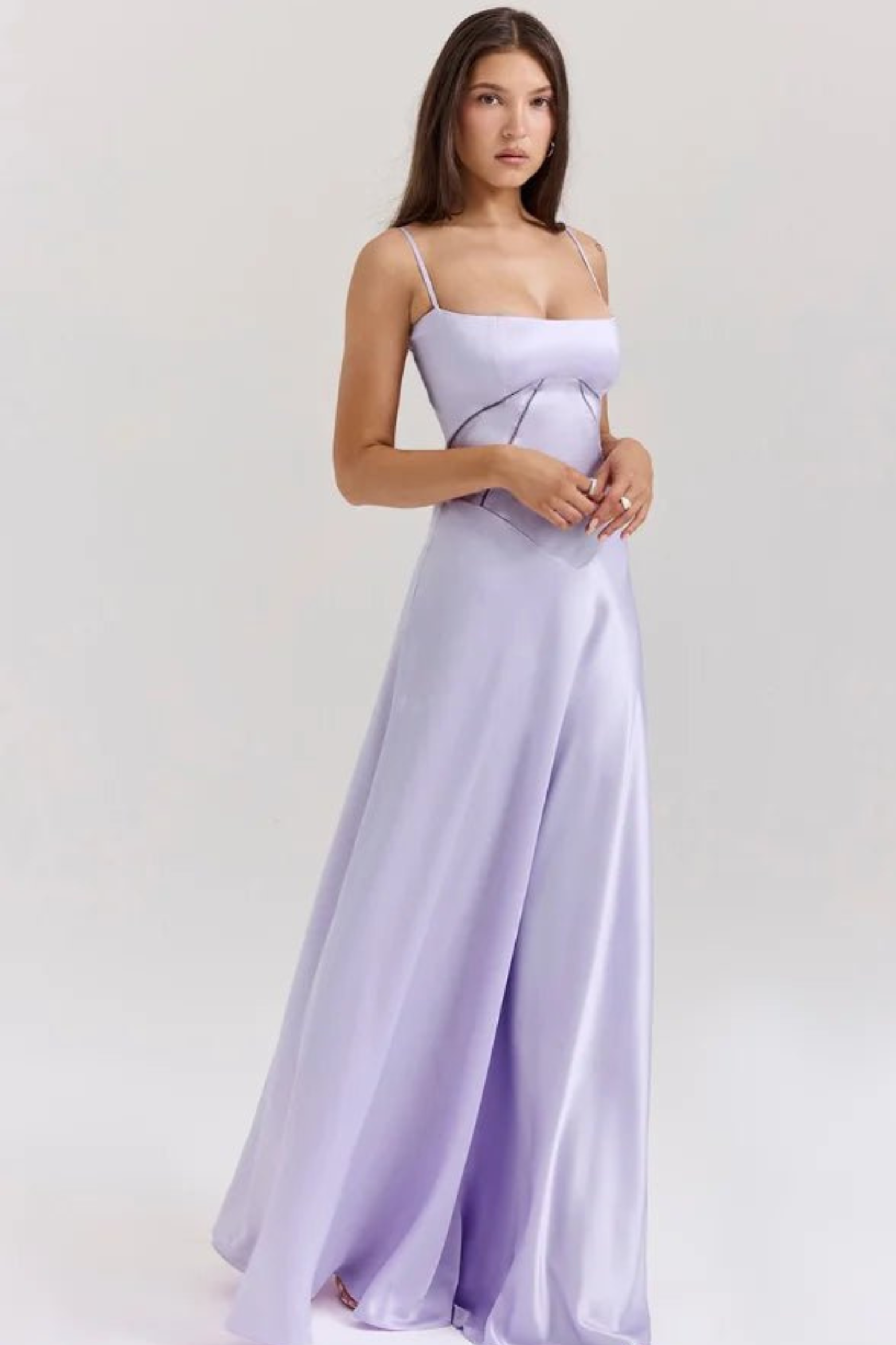 Corset Style Silky Satin Maxi Dress
