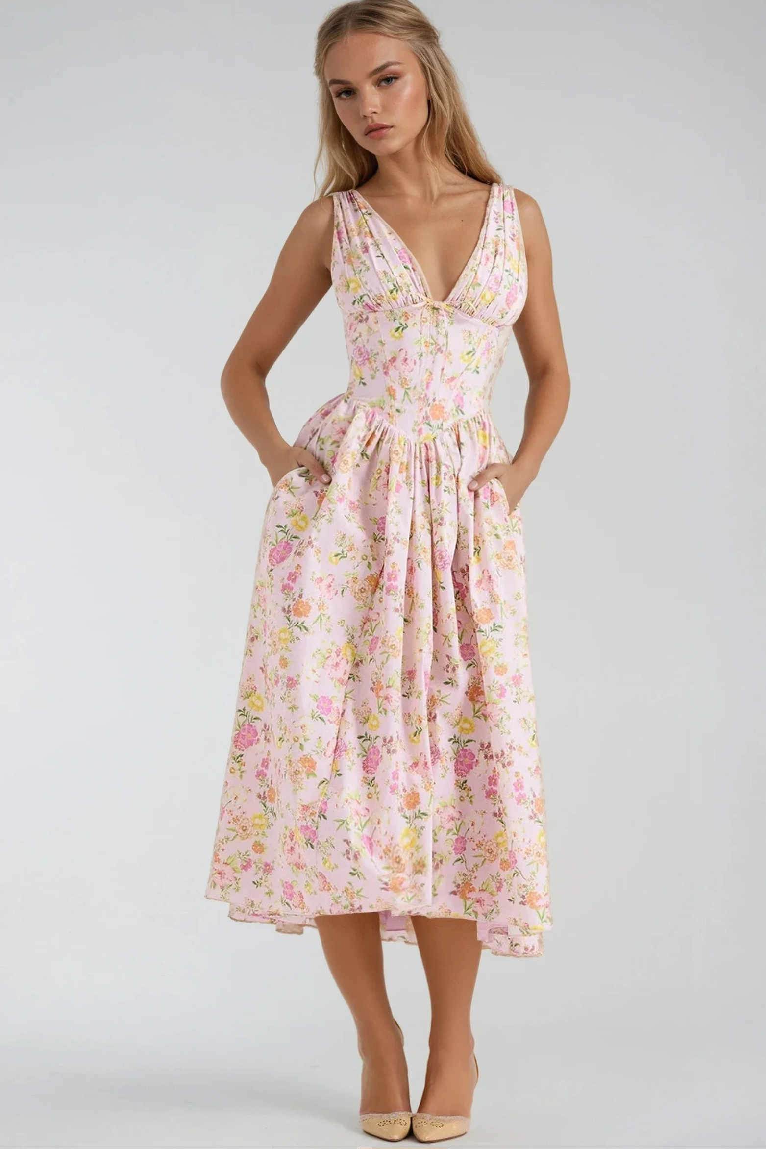 Sunlit Grace Summer Midi Dress