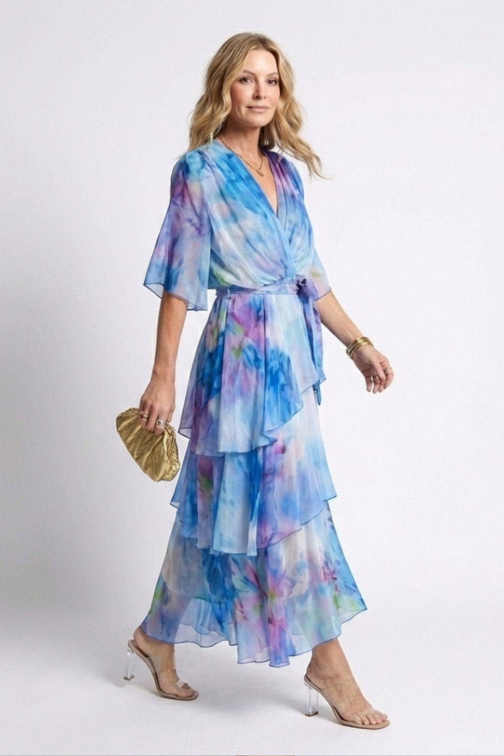 Modern Draped Flowy Cocktail Dress