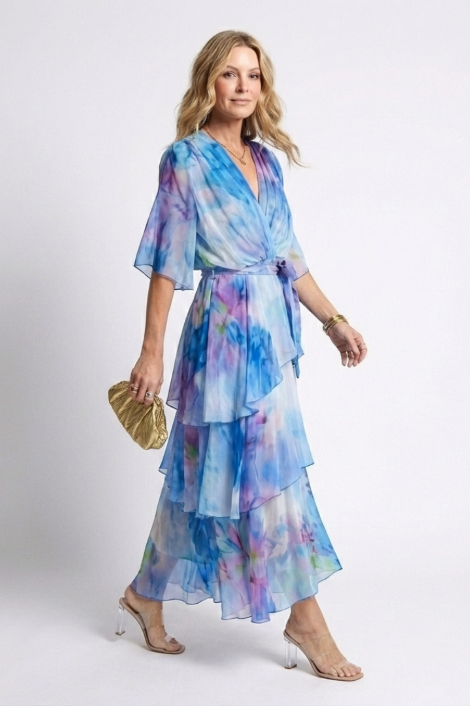 Modern Draped Flowy Cocktail Dress