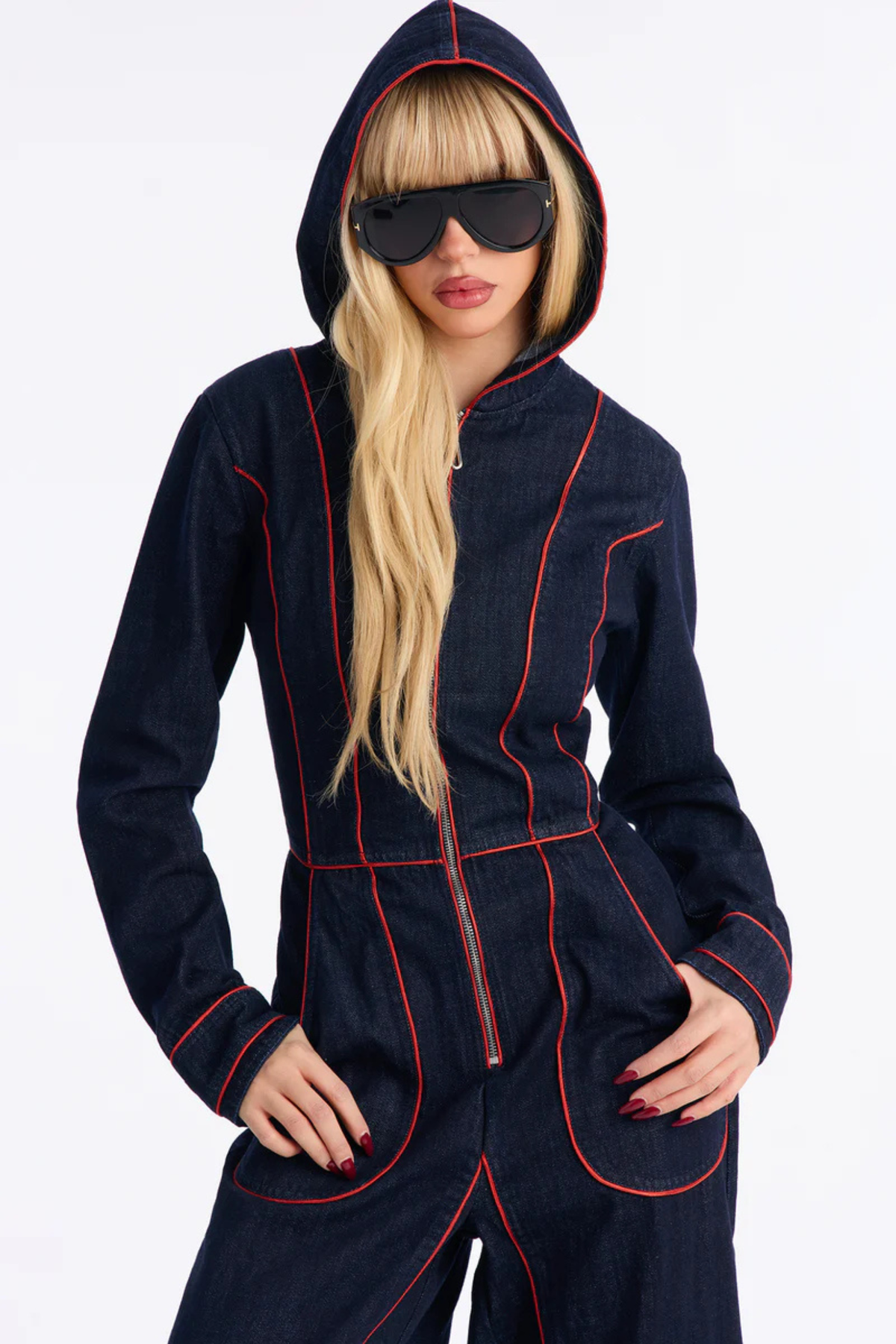 Women's Zip Front Wide Leg Jumpsuit