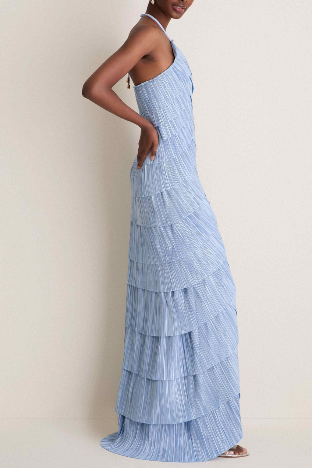 Layered Plissé Maxi Dress, Coastal / 2XL