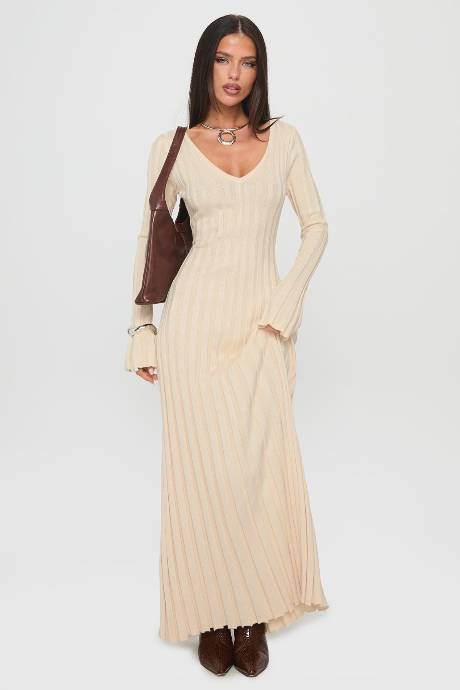 Tie Back Ribbed Maxi Dress