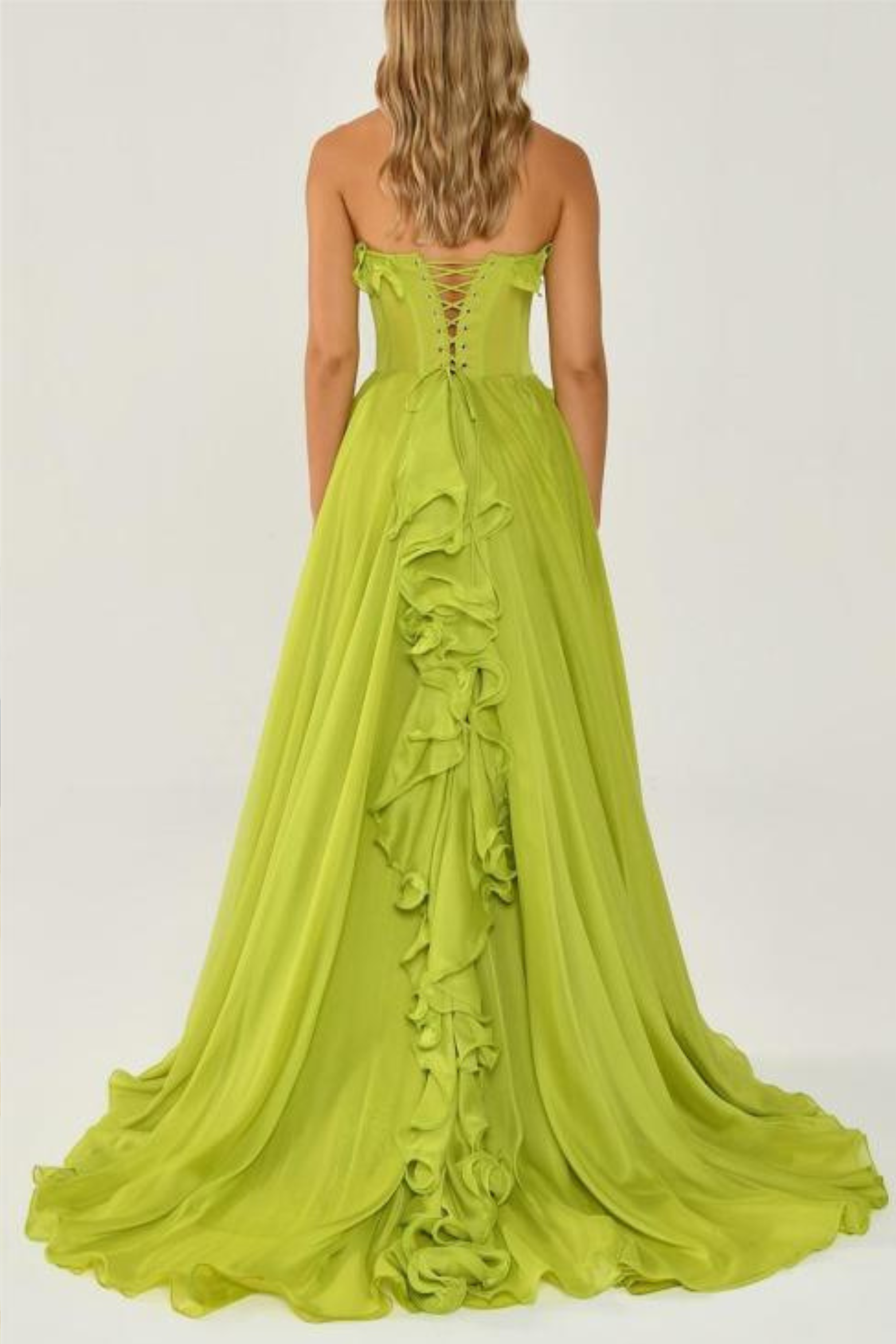 Romantic Frill Sweetheart Sleeveless Maxi Dress