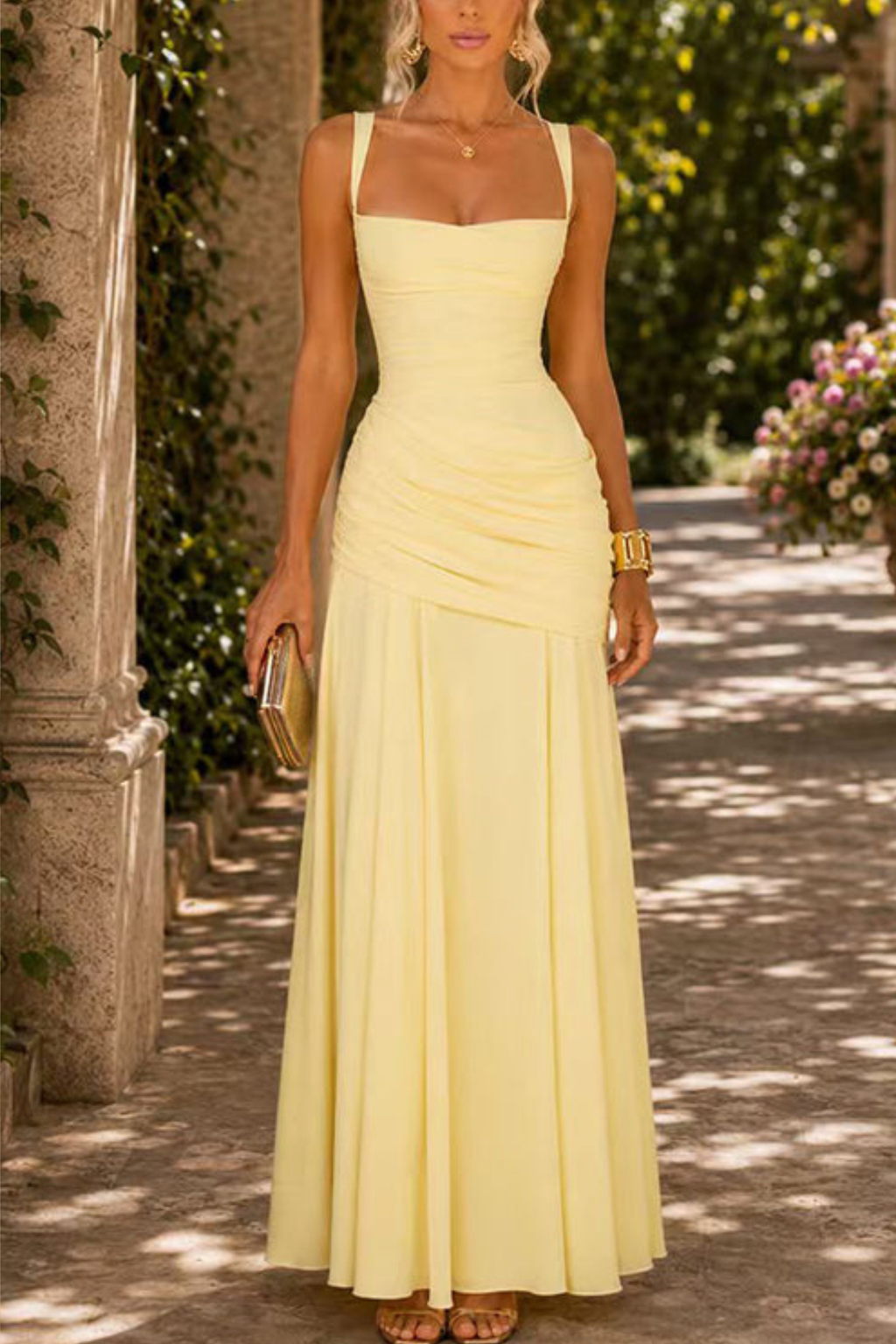 Sleeveless Criss Cross Back Maxi Dress