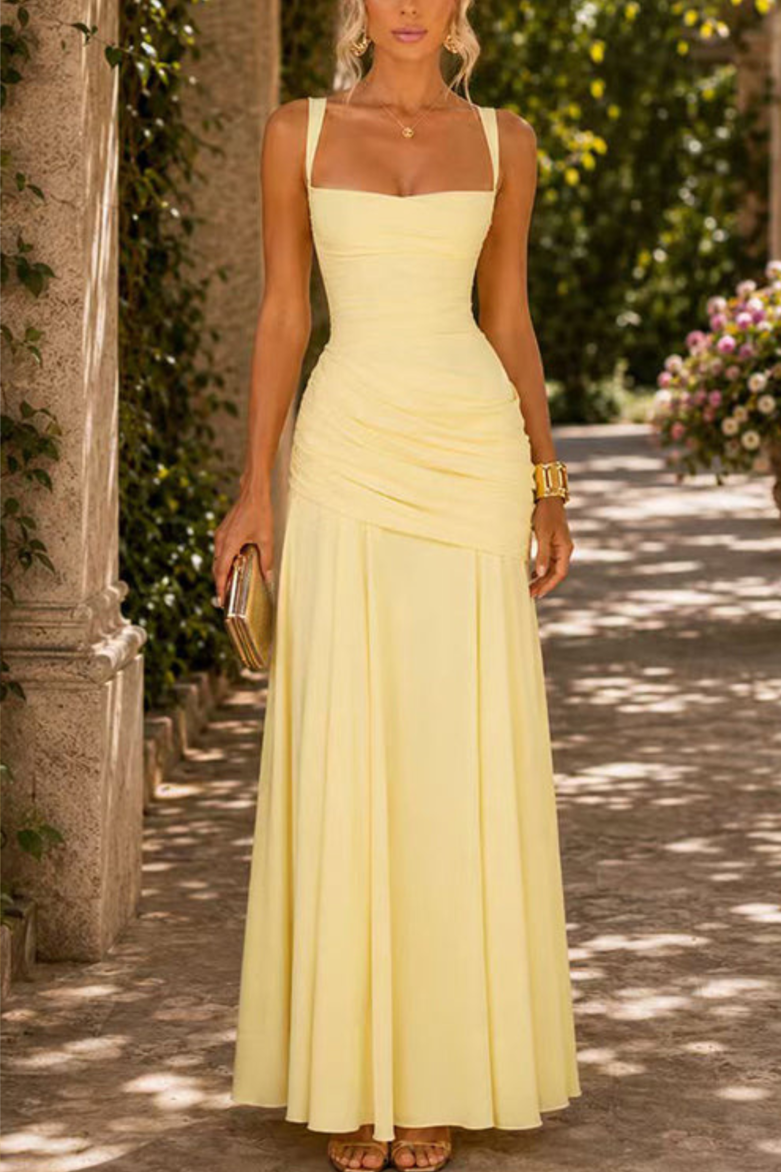 Sleeveless Criss Cross Back Maxi Dress