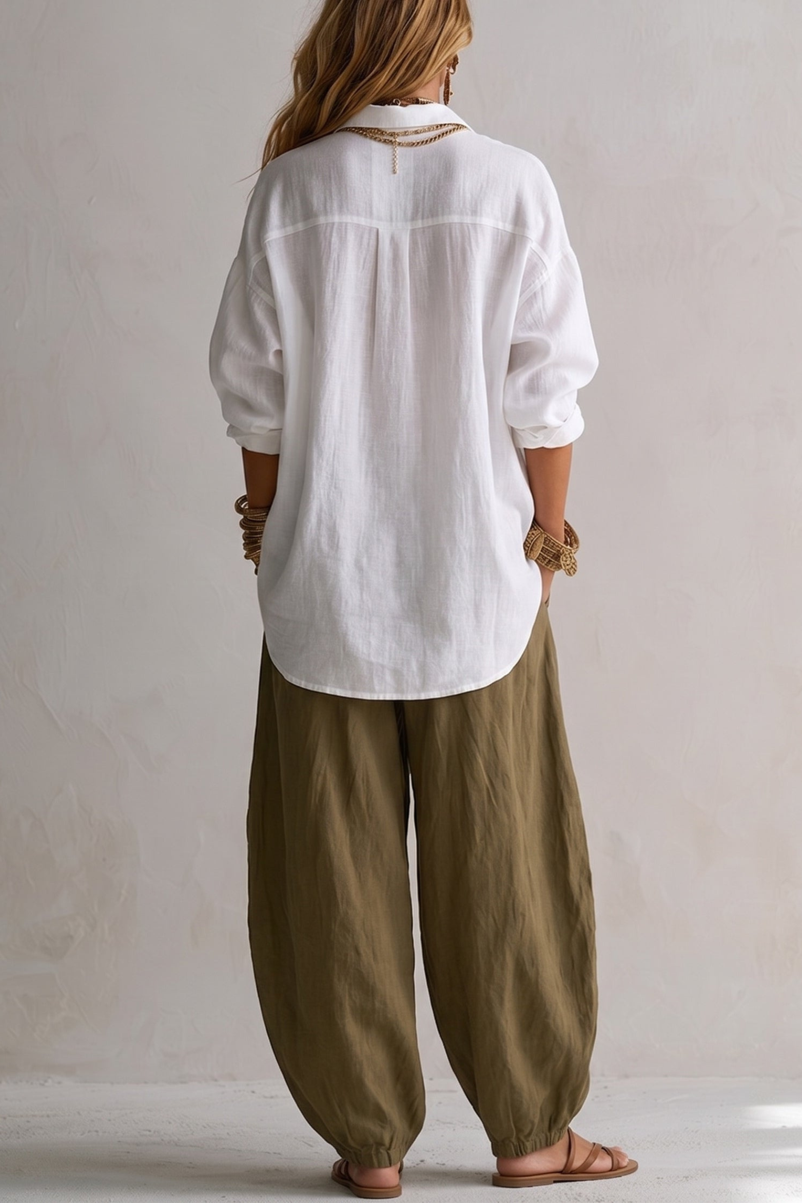 Loose Shirt Wide Leg Pant Set