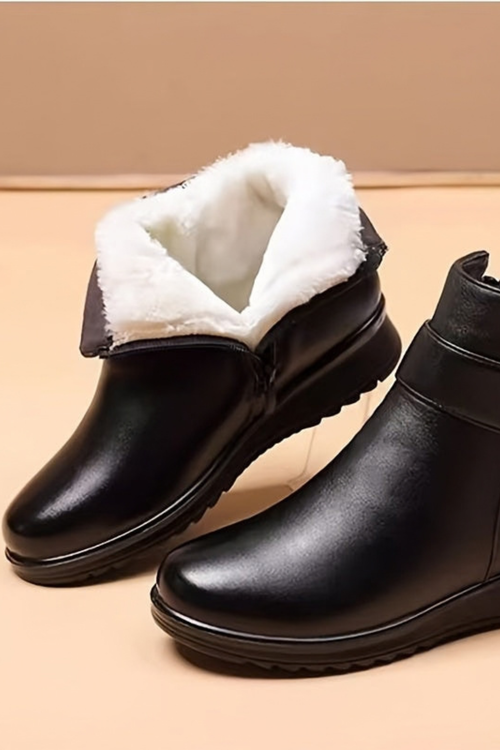 Buckle Detail Cozy Ankle Boots