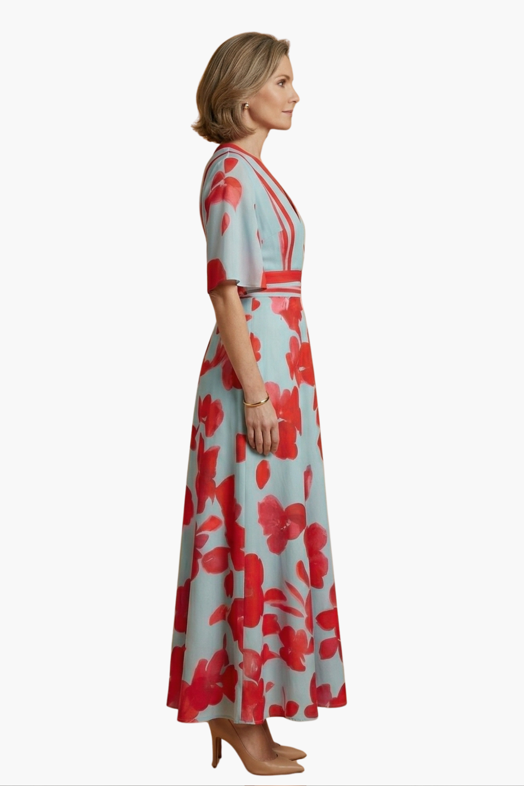 Elegant Floral V Neck Summer Dress