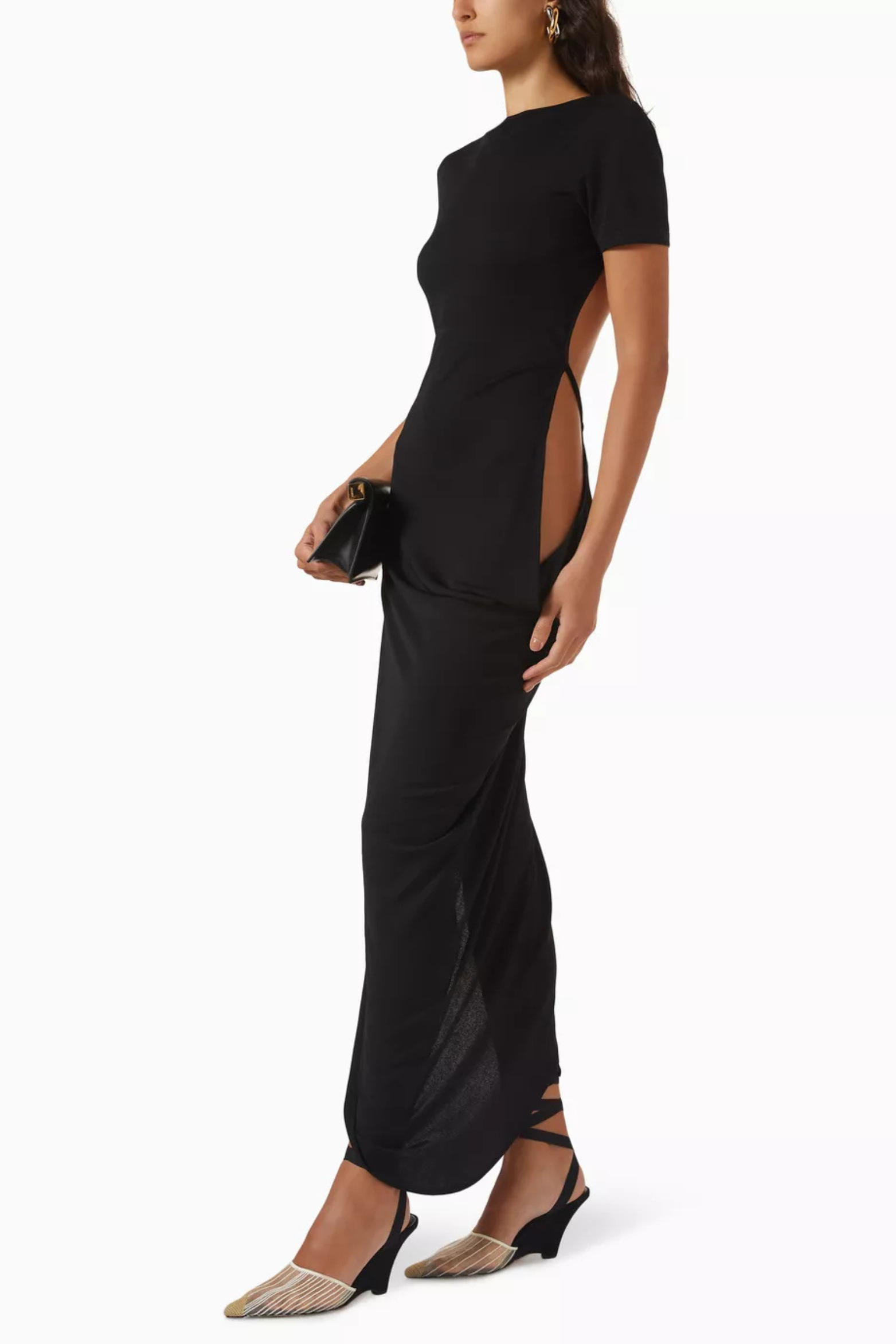 Backless Asymmetric Midi Dress