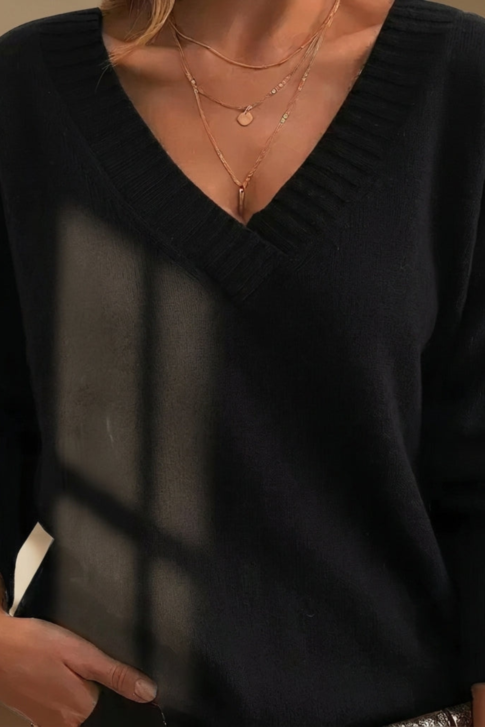 Women's Classic V Neck Knit Sweater