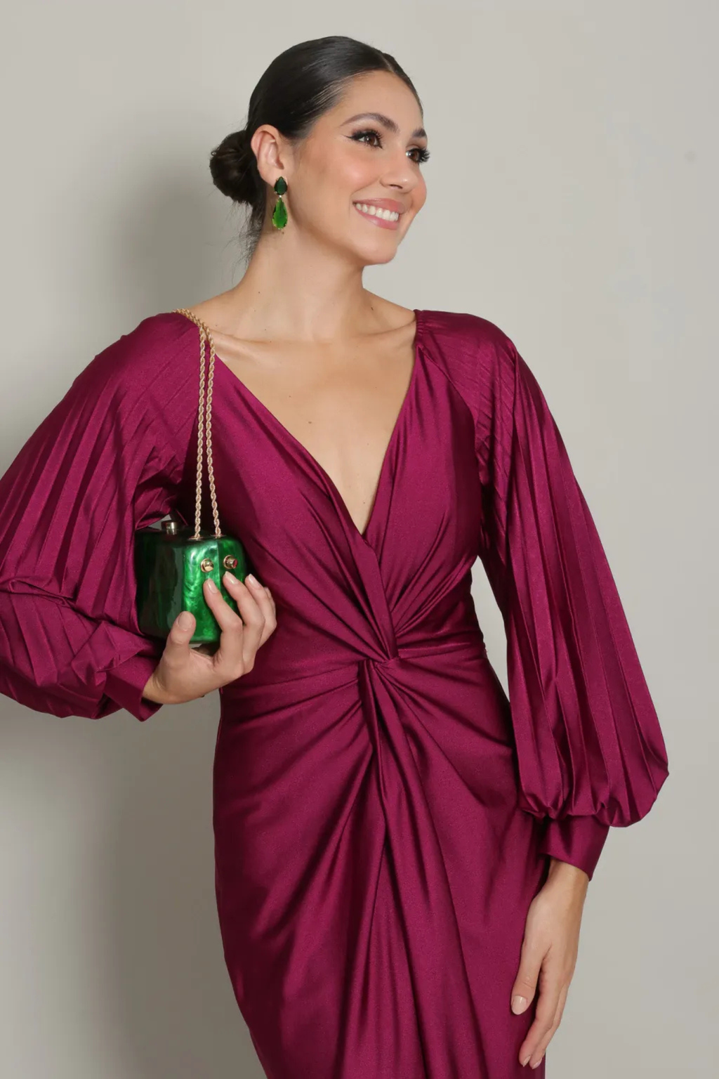 Satin Twist Waist Maxi Dress with Side Slit