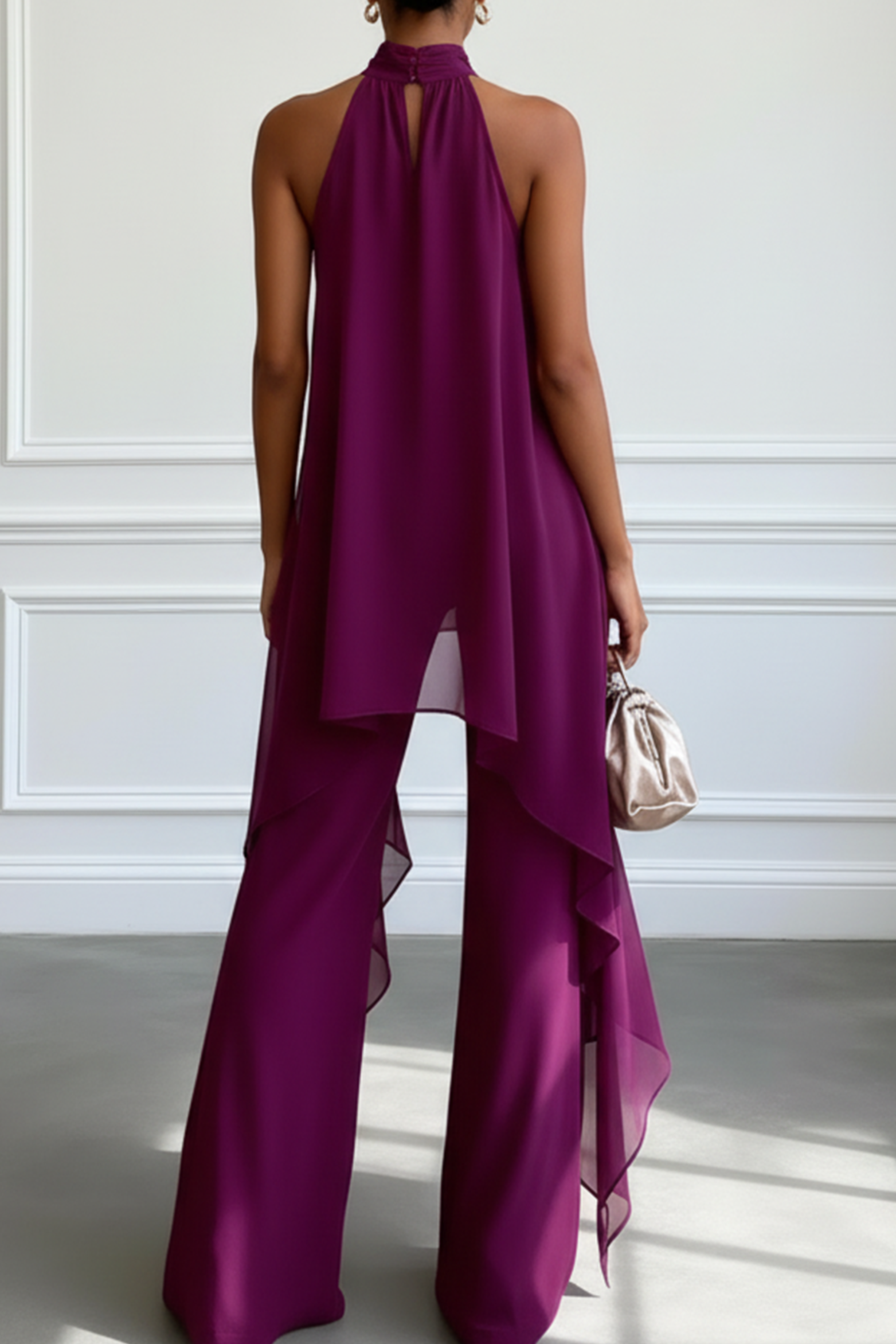 Ruffled Halter Two Piece Pants Set