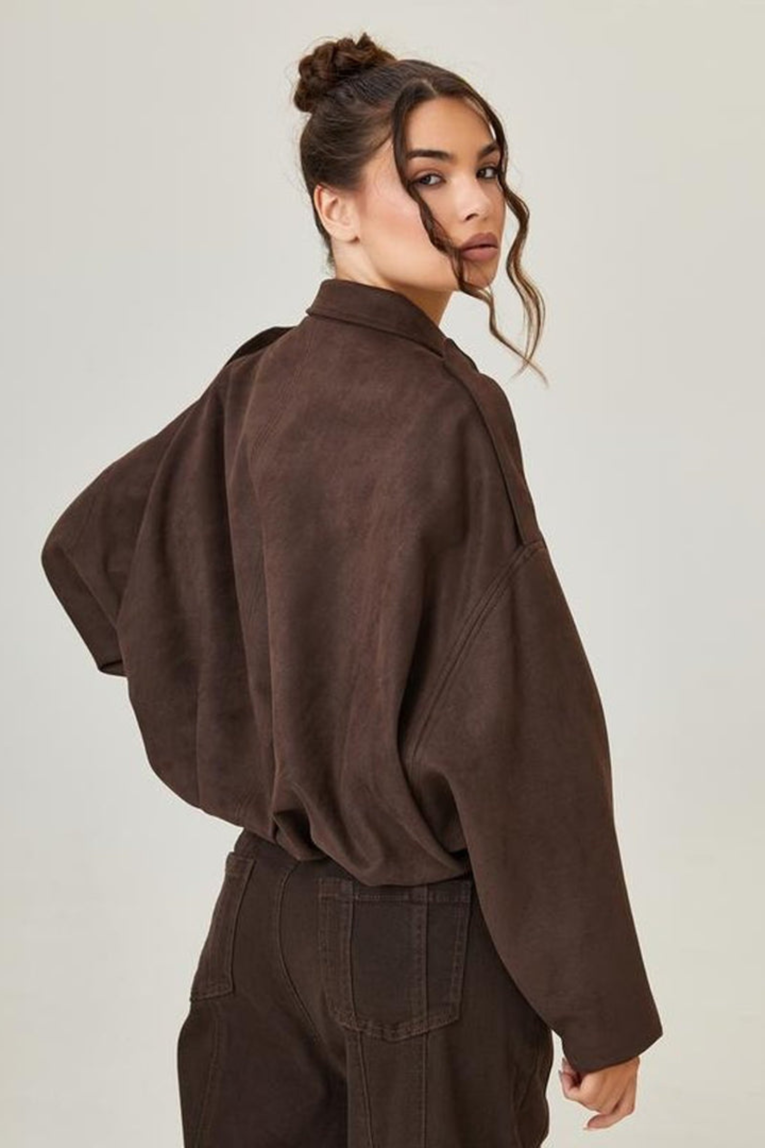 Women's Faux Suede Bomber Jacket