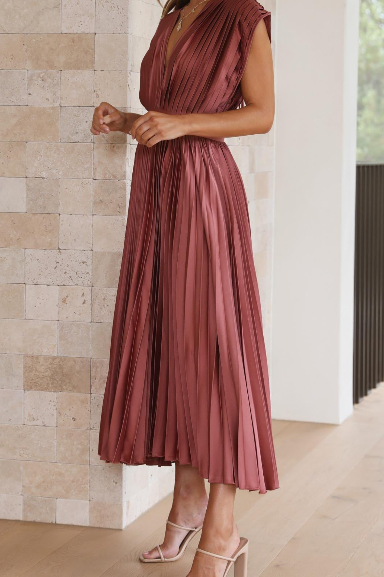 Flowy Pleated Maxi Dress