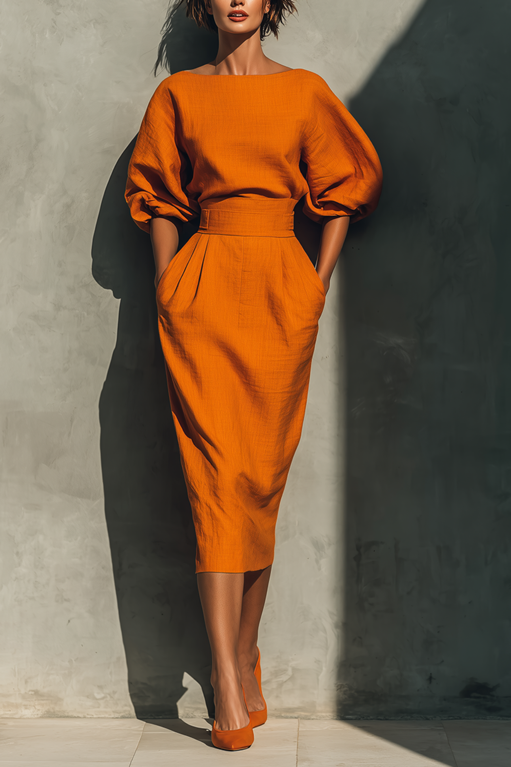 Orange Midi Dress