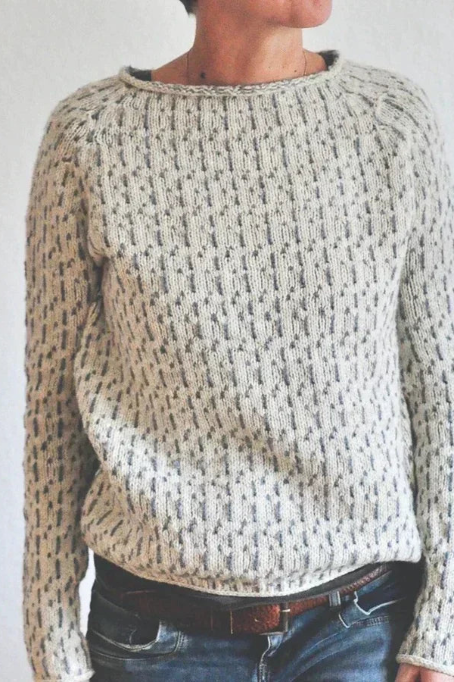 Women's Pattern Knit Crewneck Sweater