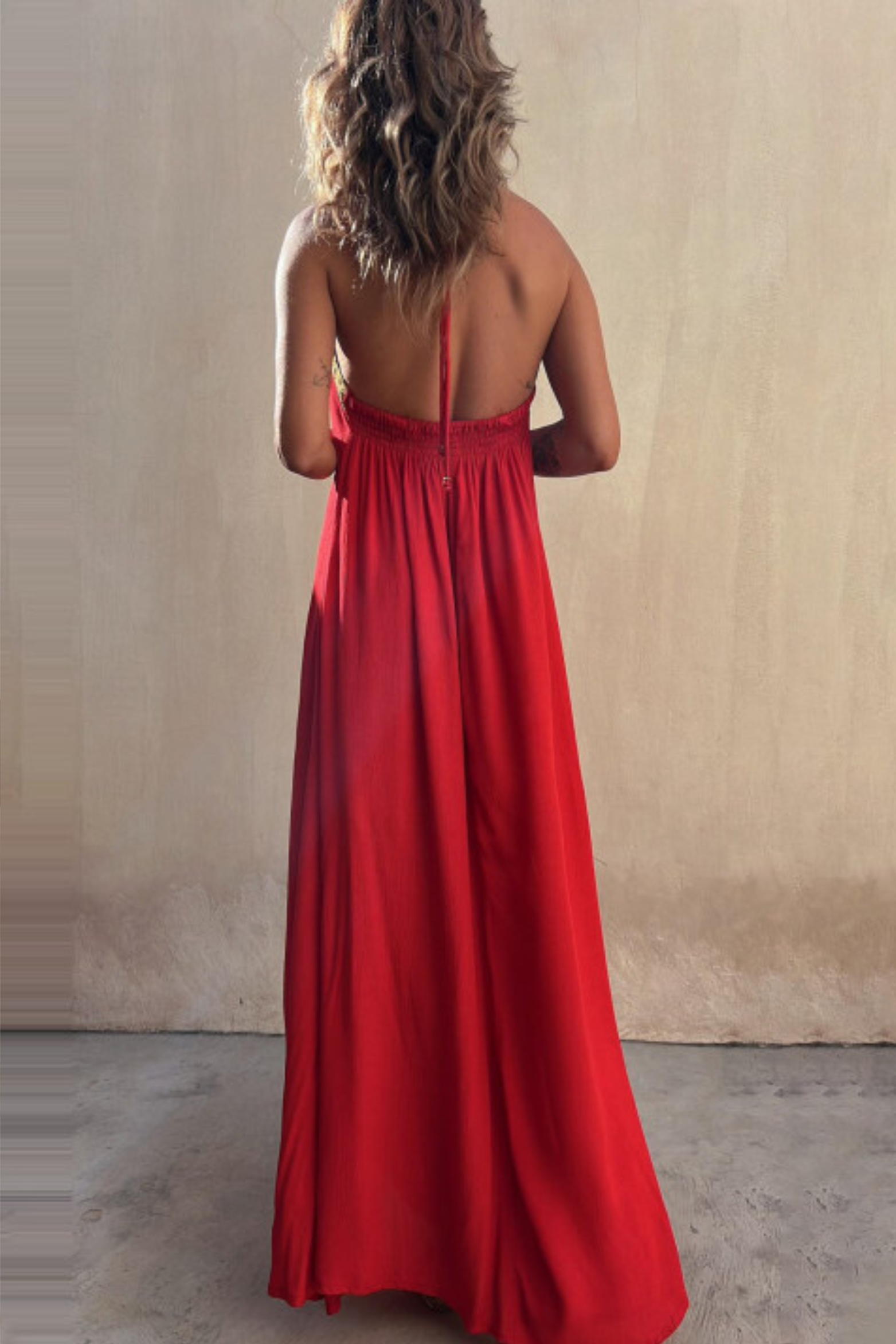 Coral Gold Evening Gown